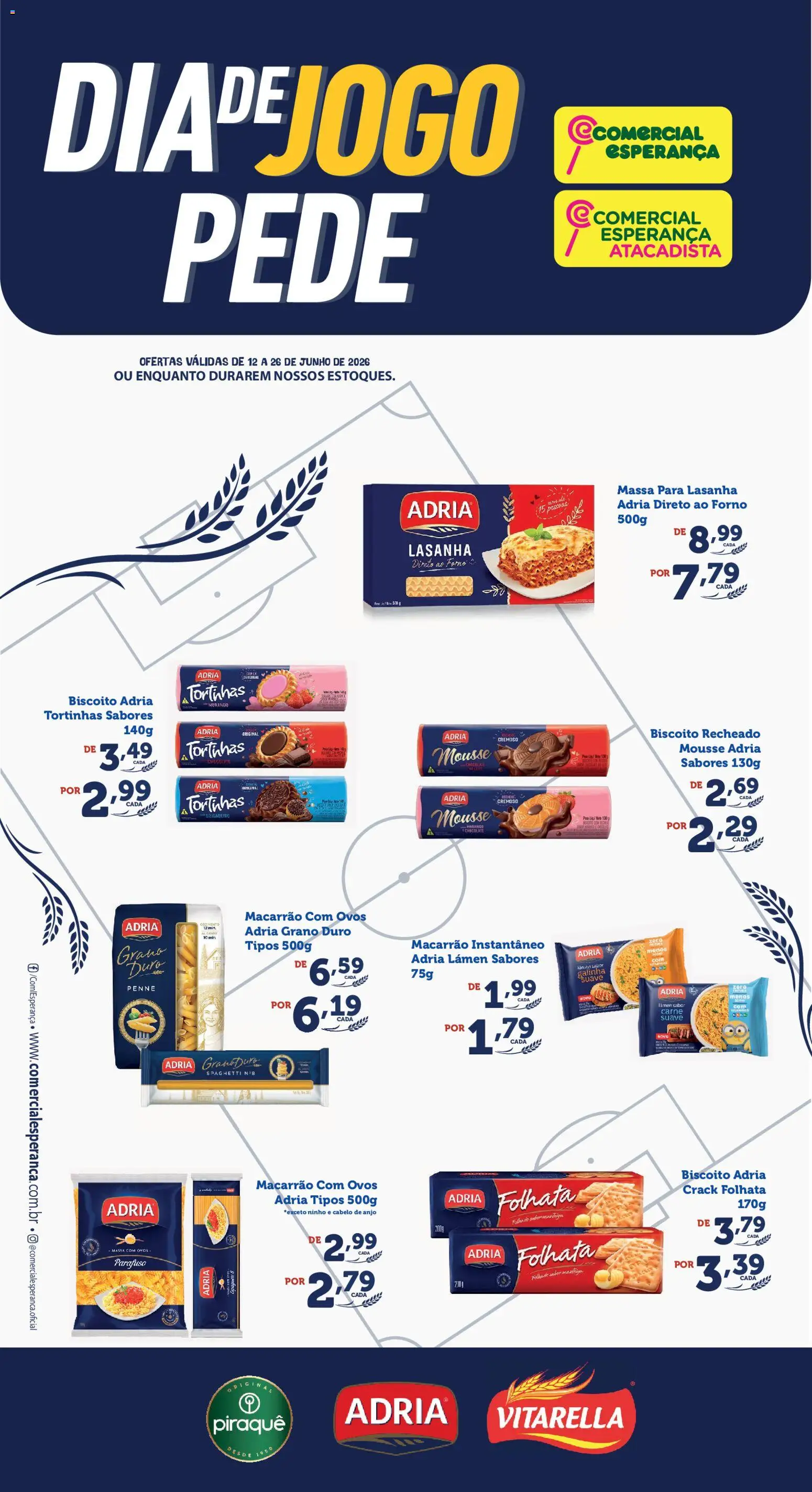 Comercial Esperança Folheto - válido de 12.06.2026 | Página: 1 | Produtos: Macarrão, Carne, Massa, Biscoito recheado
