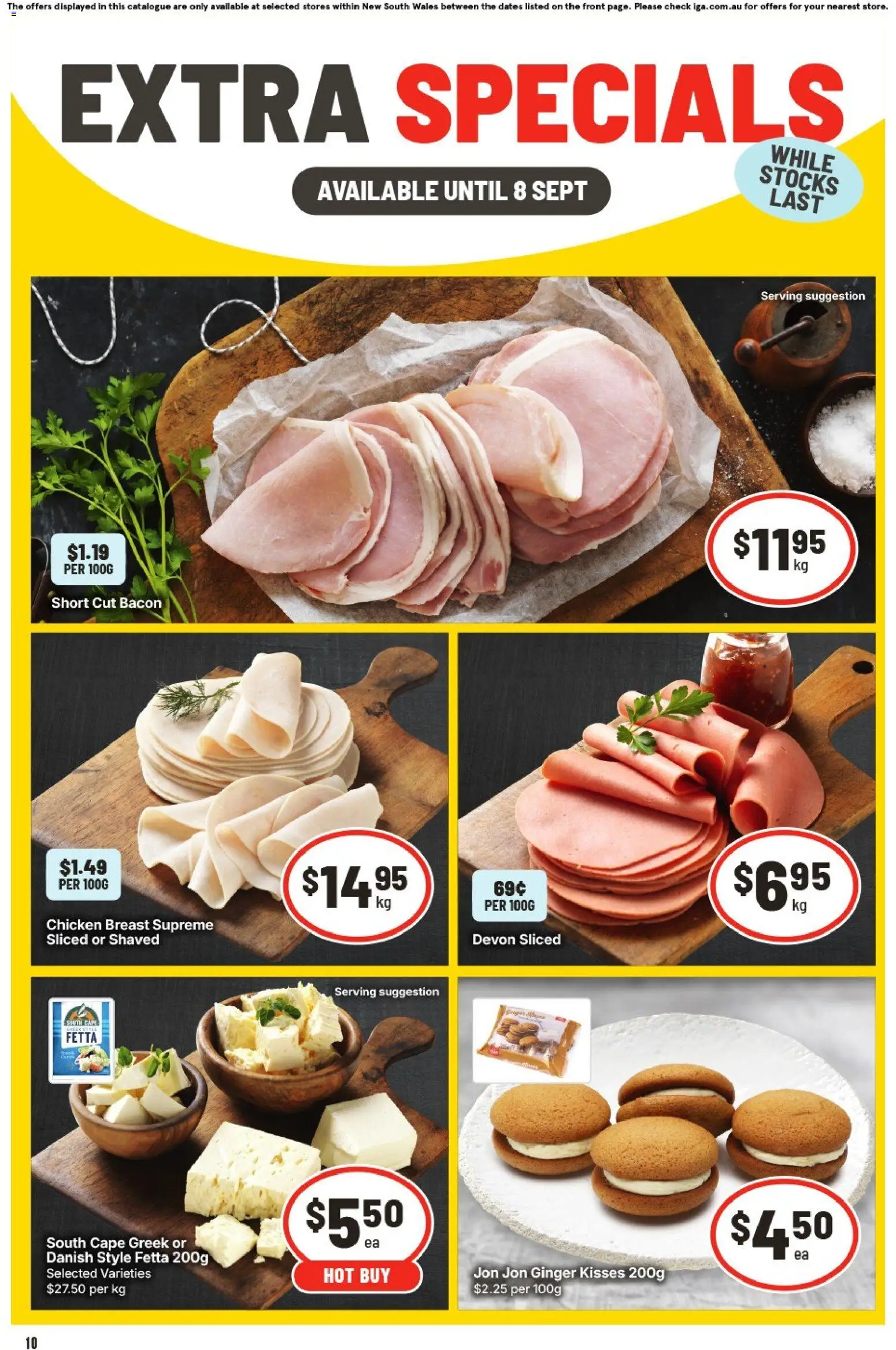 IGA catalogue - valid from 26/08/2026 | Page: 10 | Products: Hamburger, Ham, Chicken, Roast