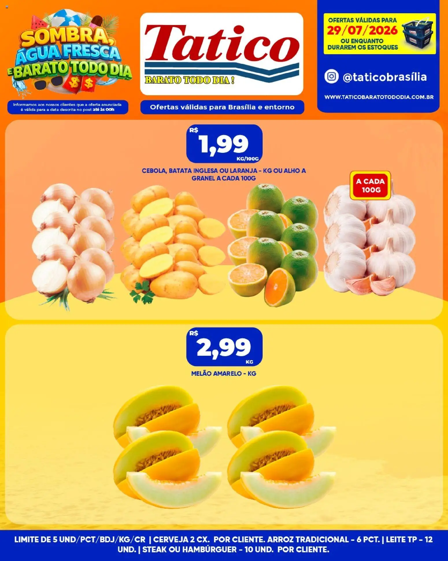 Tatico Folheto - válido de 30/07/2026 | Página: 29 | Produtos: Melão, Alho, Cerveja, Arroz