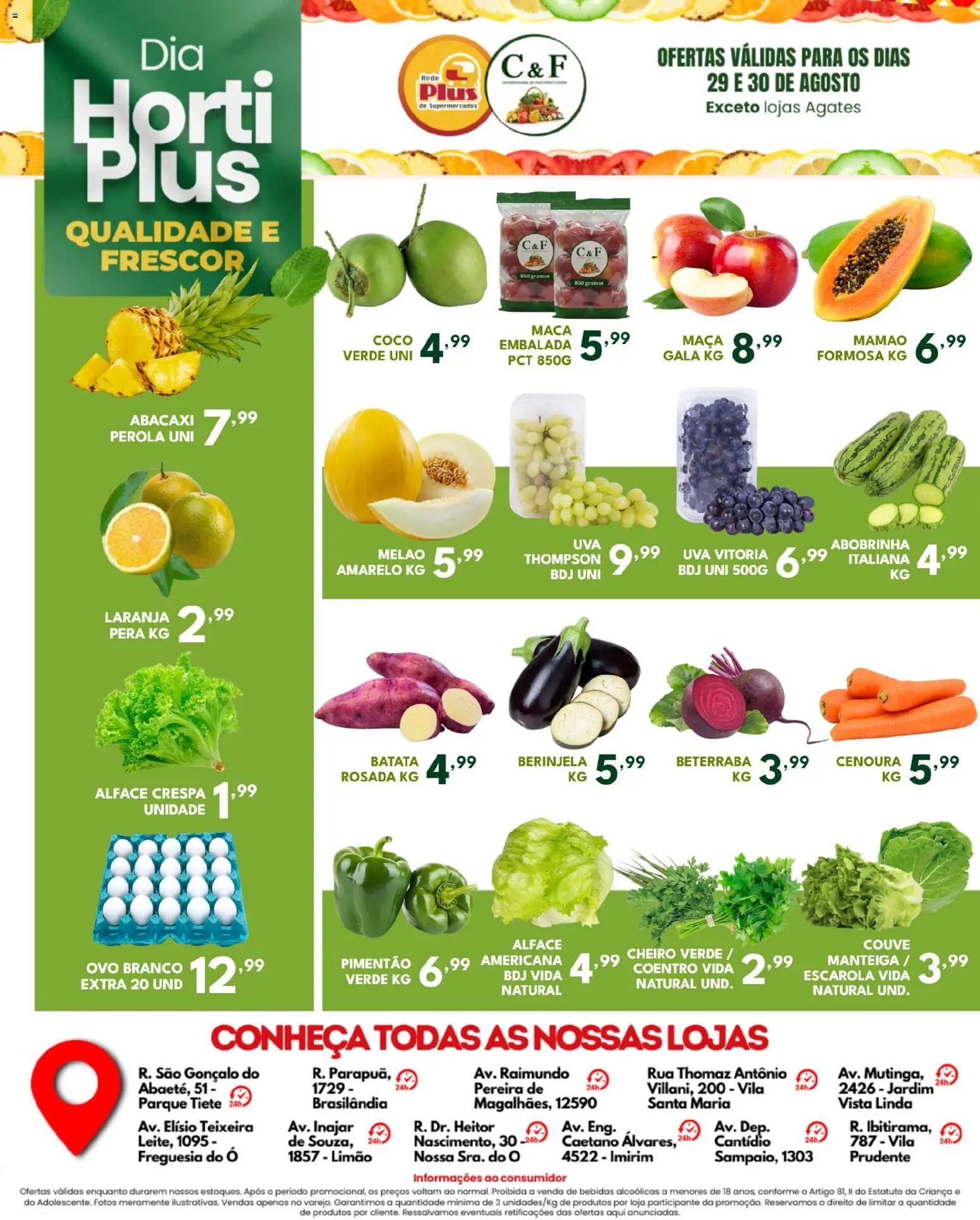 Rede Plus Supermercados Folheto - válido de 29/08/2026 | Página: 3 | Produtos: Melão amarelo, Coco, Beterraba, Abacaxi