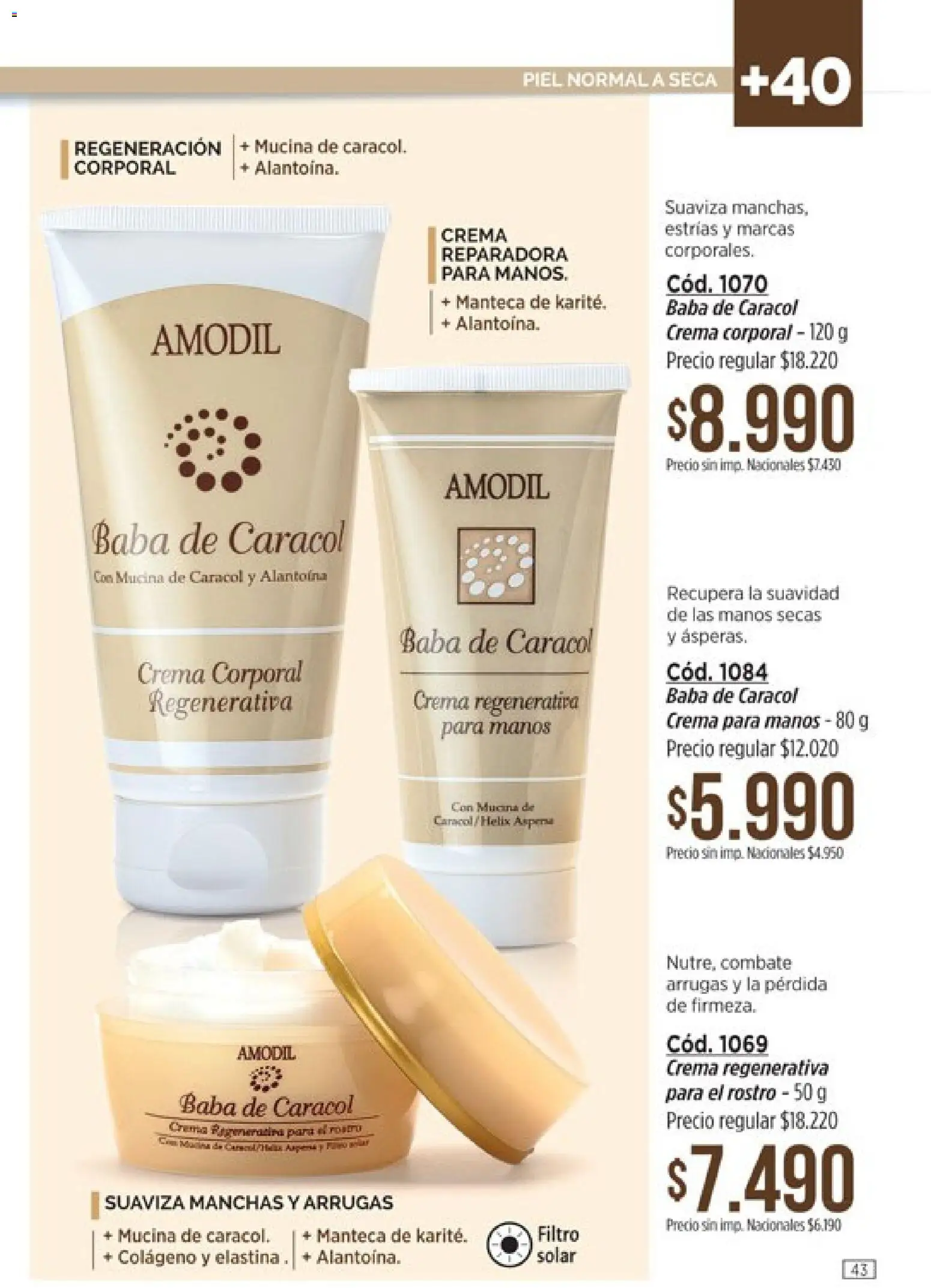 Catálogo Amodil Campaña 16 │ válido desde el 19/09/2026 | Página: 43 | Productos: Crema para manos, Crema regenerativa, Manteca, Crema