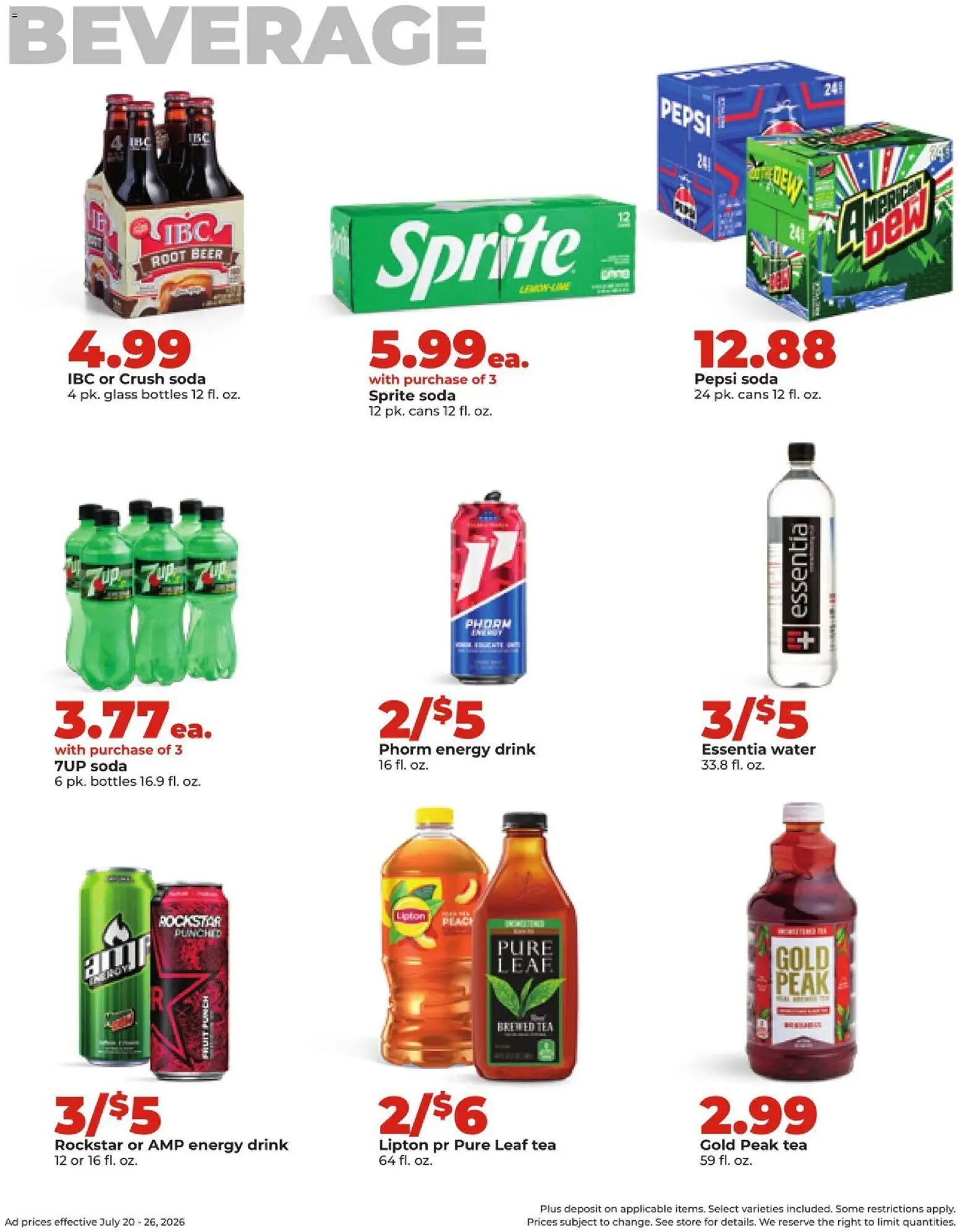 HyVee Weekly Ad - valid from 07/20/2026 | Page: 26 | Products: Beer, Tea, Water