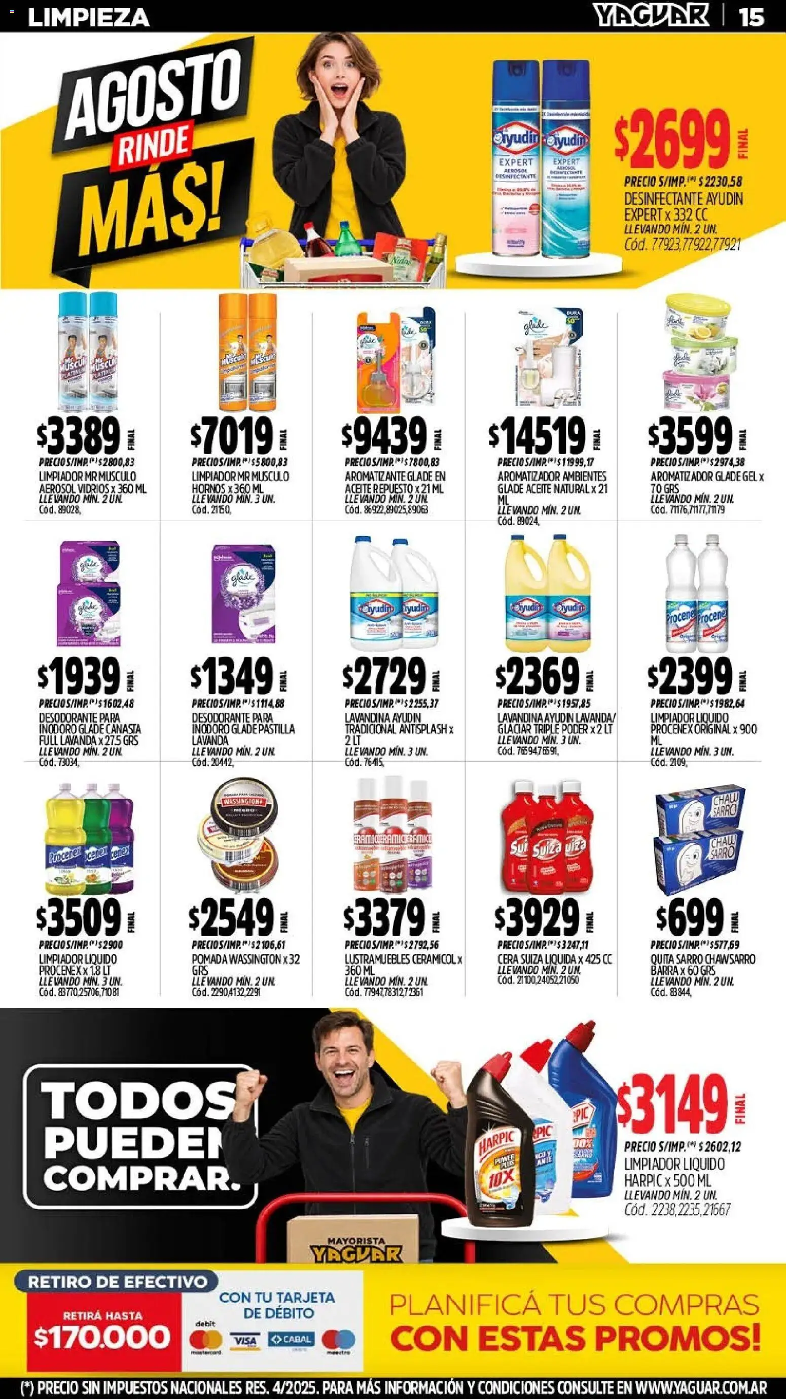 Yaguar - Oferta Semanal Mar del Plata │ válido desde el 24/08/2026 | Página: 14 | Productos: Desinfectante, Aceite, Cera, Canasta