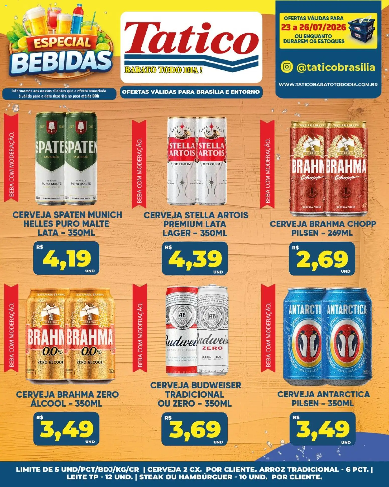 Tatico Folheto - válido de 25/07/2026 | Página: 47 | Produtos: Leite, Cerveja, Arroz, Hambúrguer