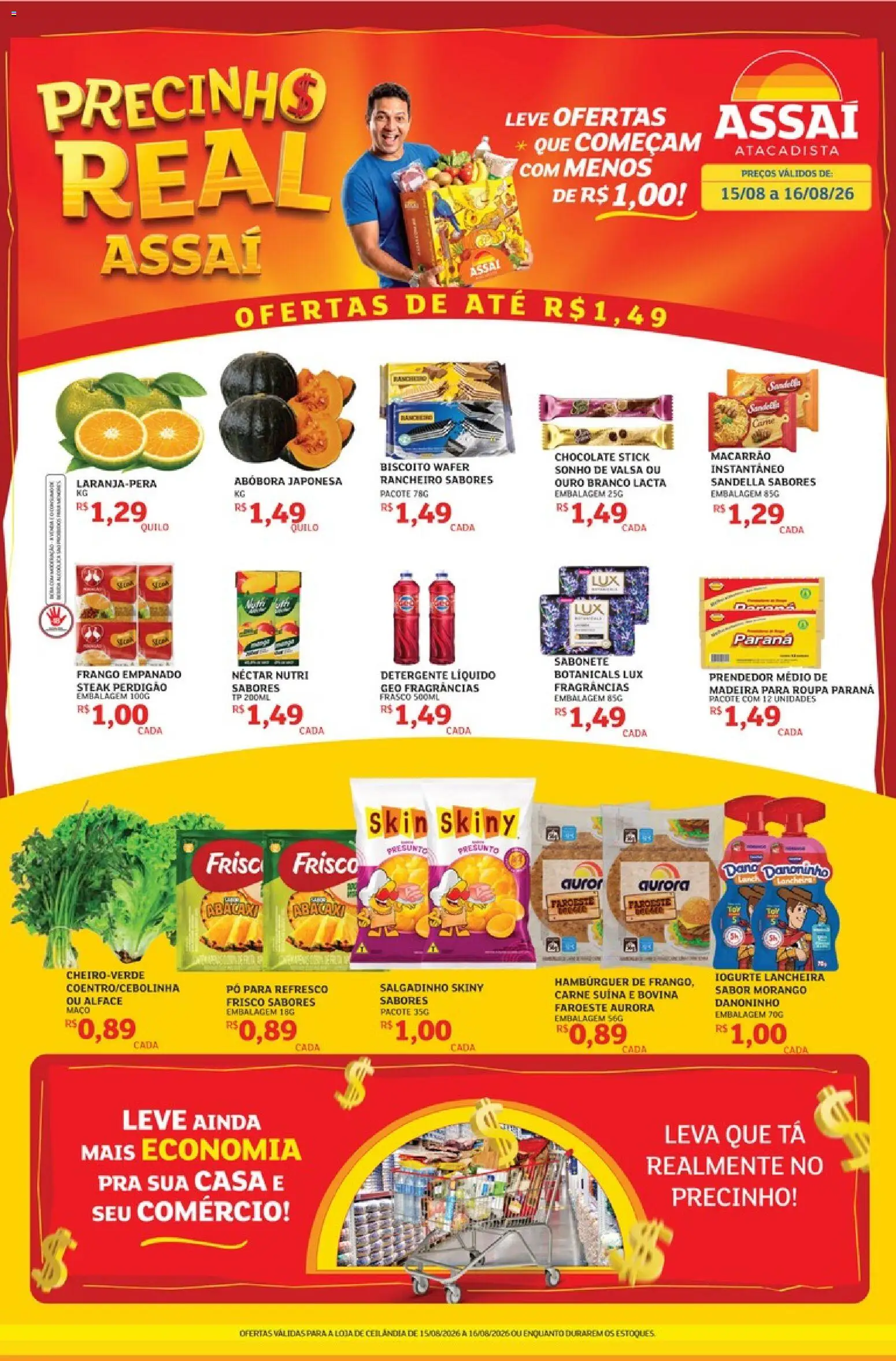Assaí Atacadista Folheto - válido de 15/08/2026 | Página: 1 | Produtos: Lancheira, Iogurte, Alface, Frango