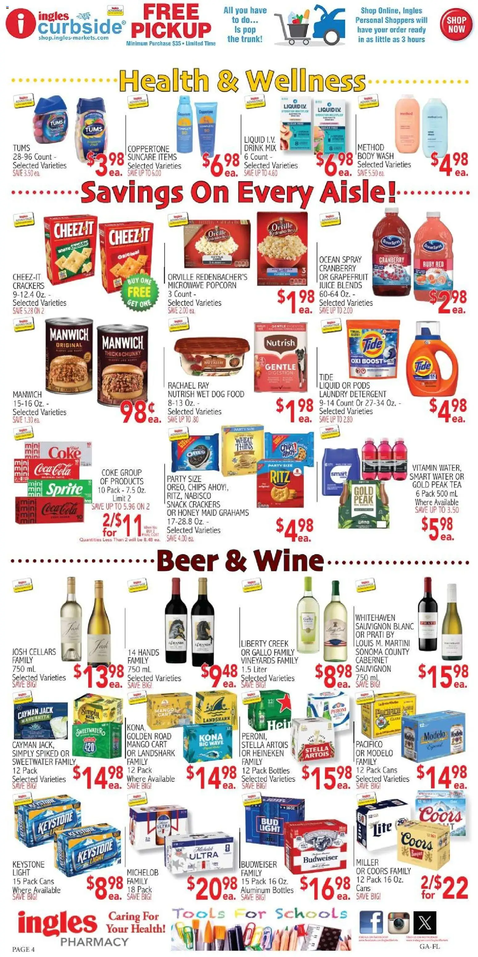 Ingles Weekly Ad - valid from 07/01/2026 | Page: 4 | Products: Dog Food, Microwave, Chips, Water