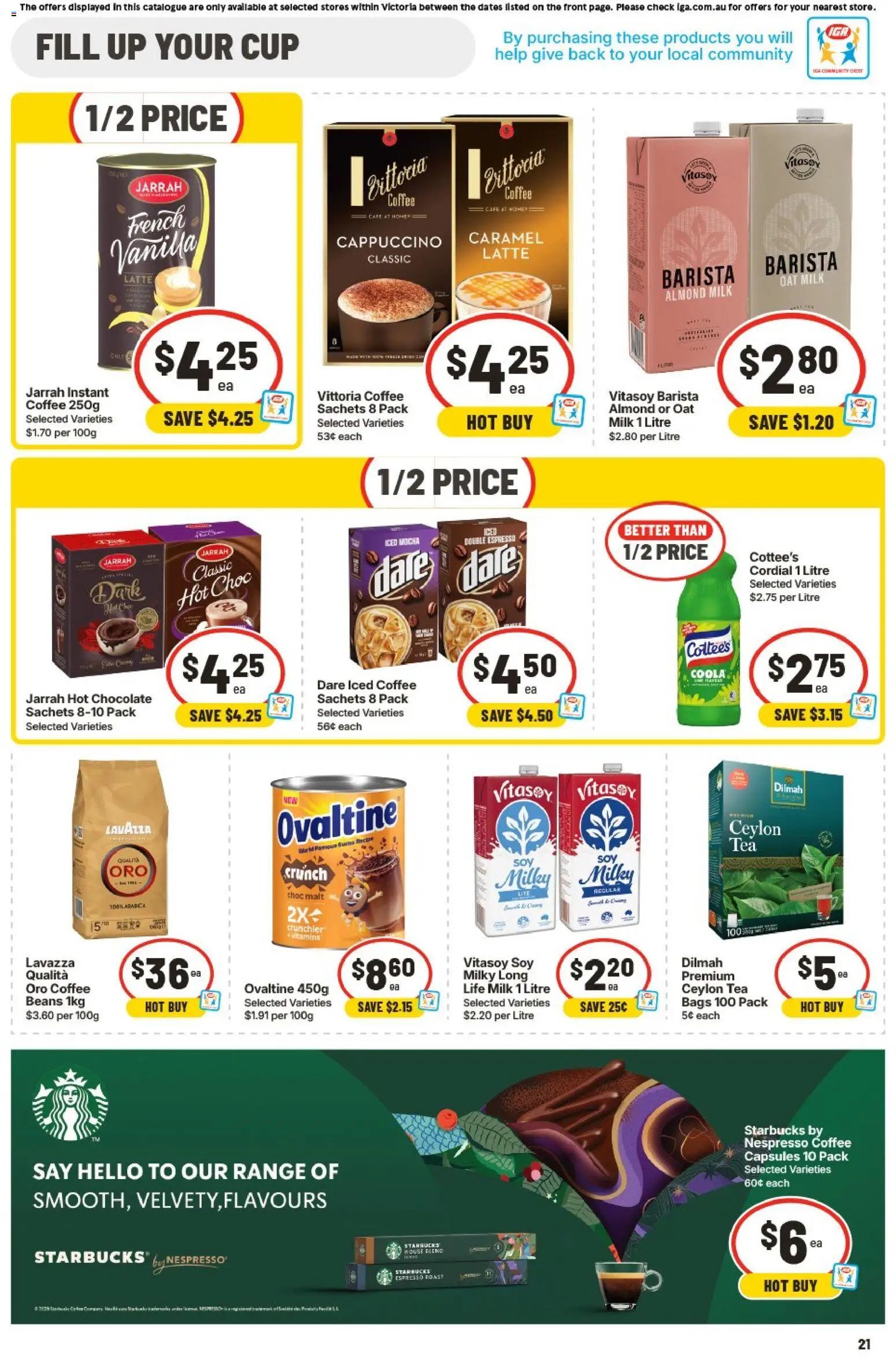 IGA catalogue - valid from 19/08/2026 | Page: 19 | Products: Milk, Sachets, Cappuccino, Beans