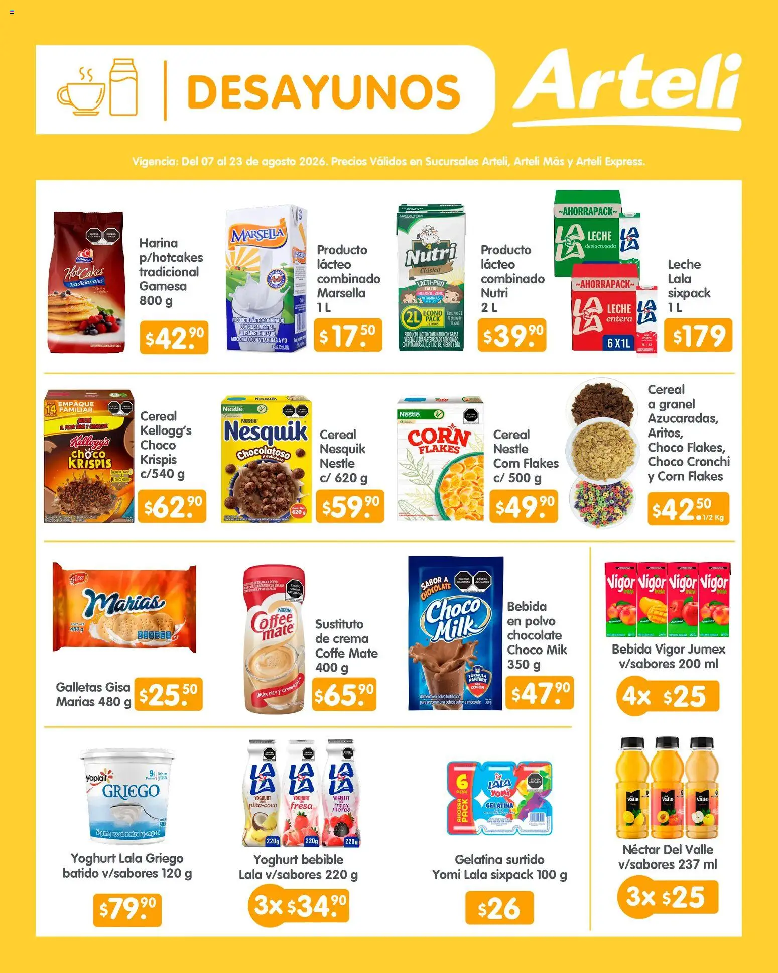 Nuevas ofertas de Arteli válidas en toda la República Mexicana desde el 07/08/2026. ¡Encuentra las mejores ofertas en Arteli folleto Quincenal! | Página: 3 | Productos: Harina, Gelatina, Crema, Galletas