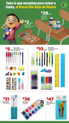 Vista previa de Bodega Aurrerá folleto Back to School, nuevo folleto de la tienda, válido en México a partir del 10/07/2026 | Página: 2 | Productos: Pincel, Mango, Juego, Pintura