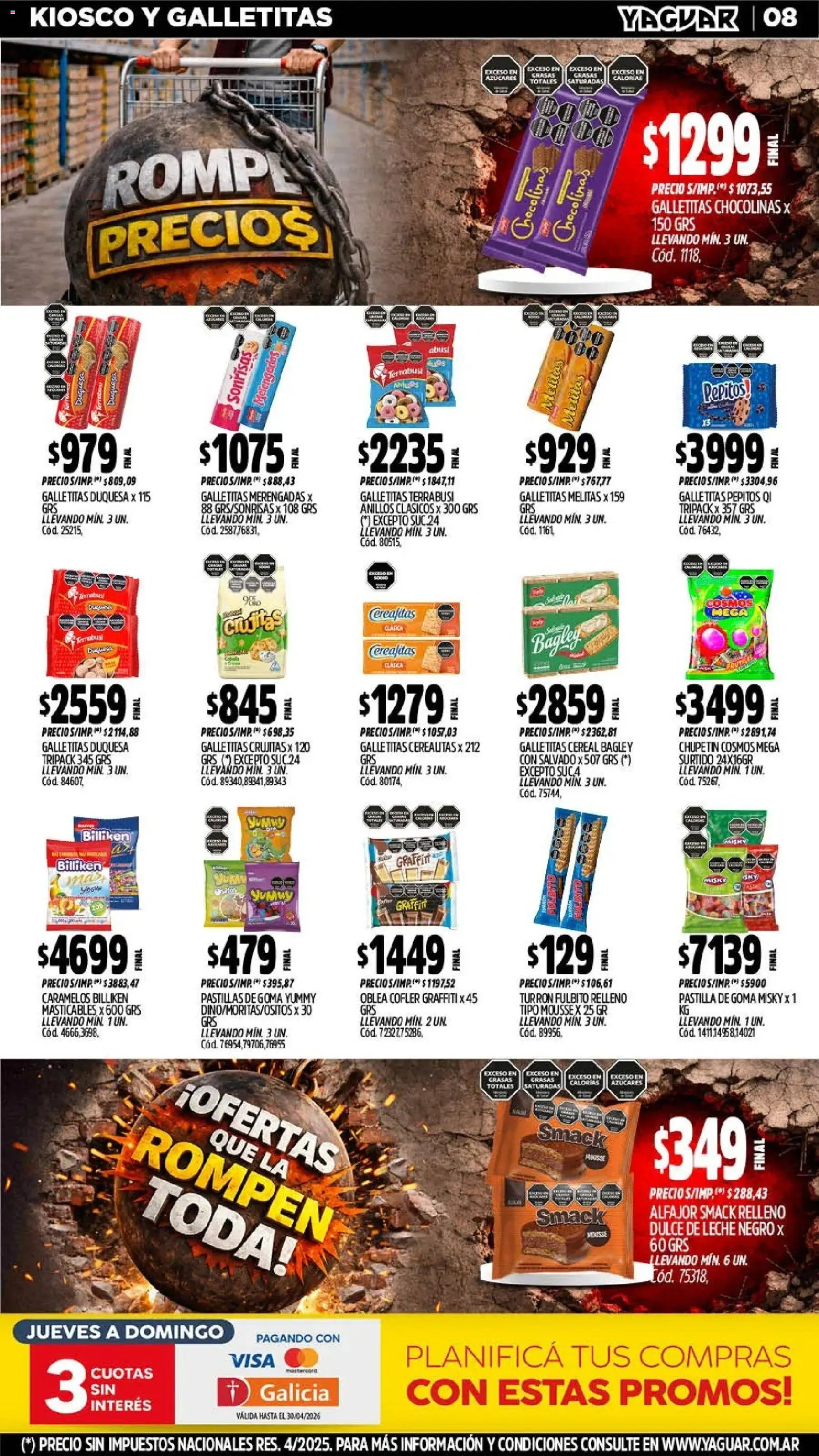 Yaguar - Oferta Semanal Jujuy │ válido desde el 06/04/2026 | Página: 8 | Productos: Galletitas, Dulce, Alfajor, Turrón