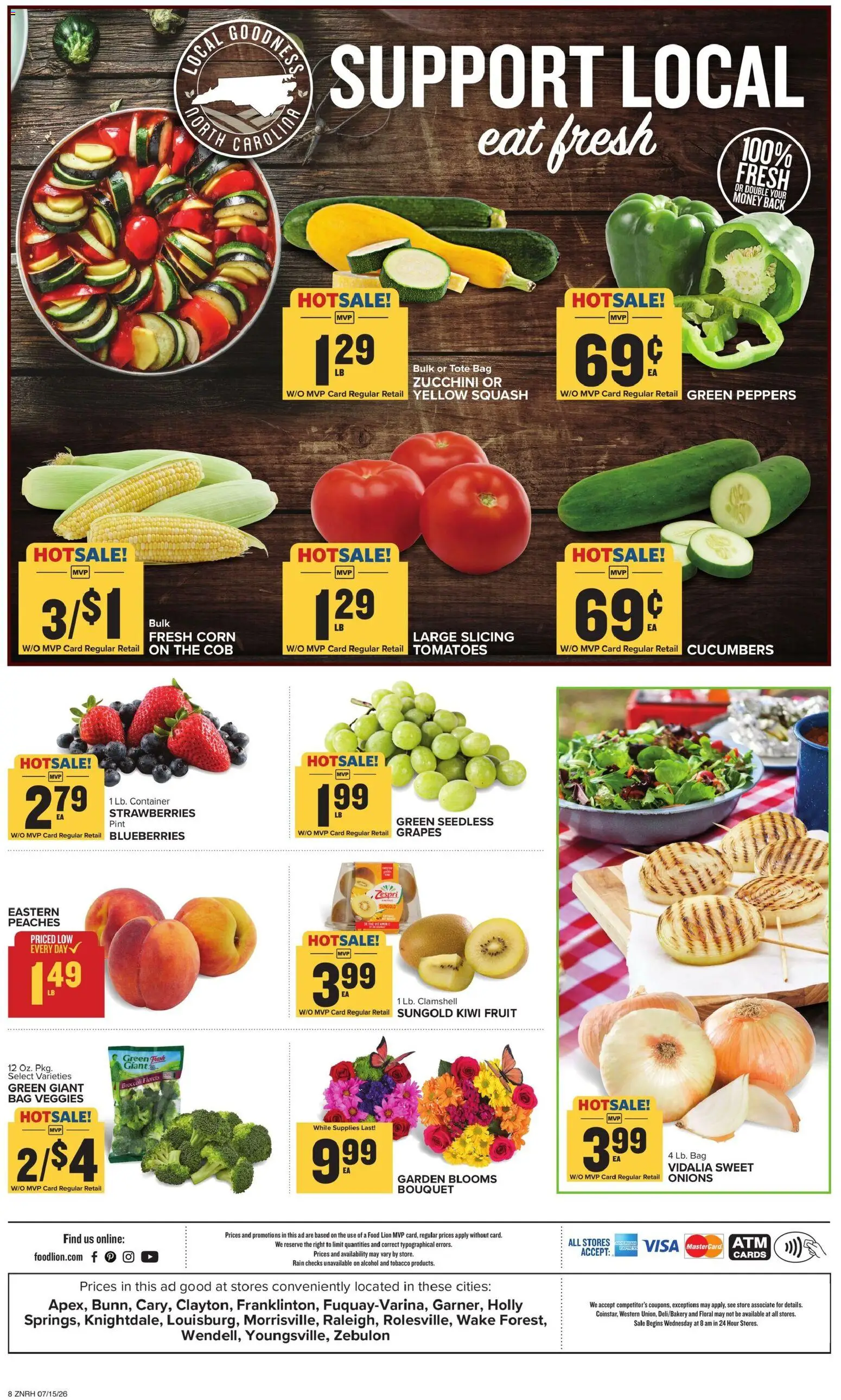 Food Lion Weekly Ad - valid from 07/15/2026 | Page: 3 | Products: Corn, Broccoli, Peaches, Blueberries