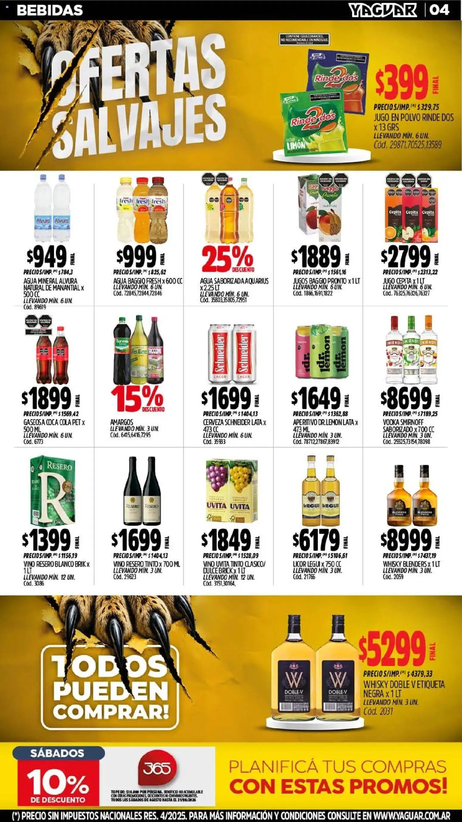Yaguar - Oferta Semanal Neuquen │ válido desde el 03/08/2026 | Página: 5 | Productos: Vodka, Agua, Cerveza, Agua saborizada