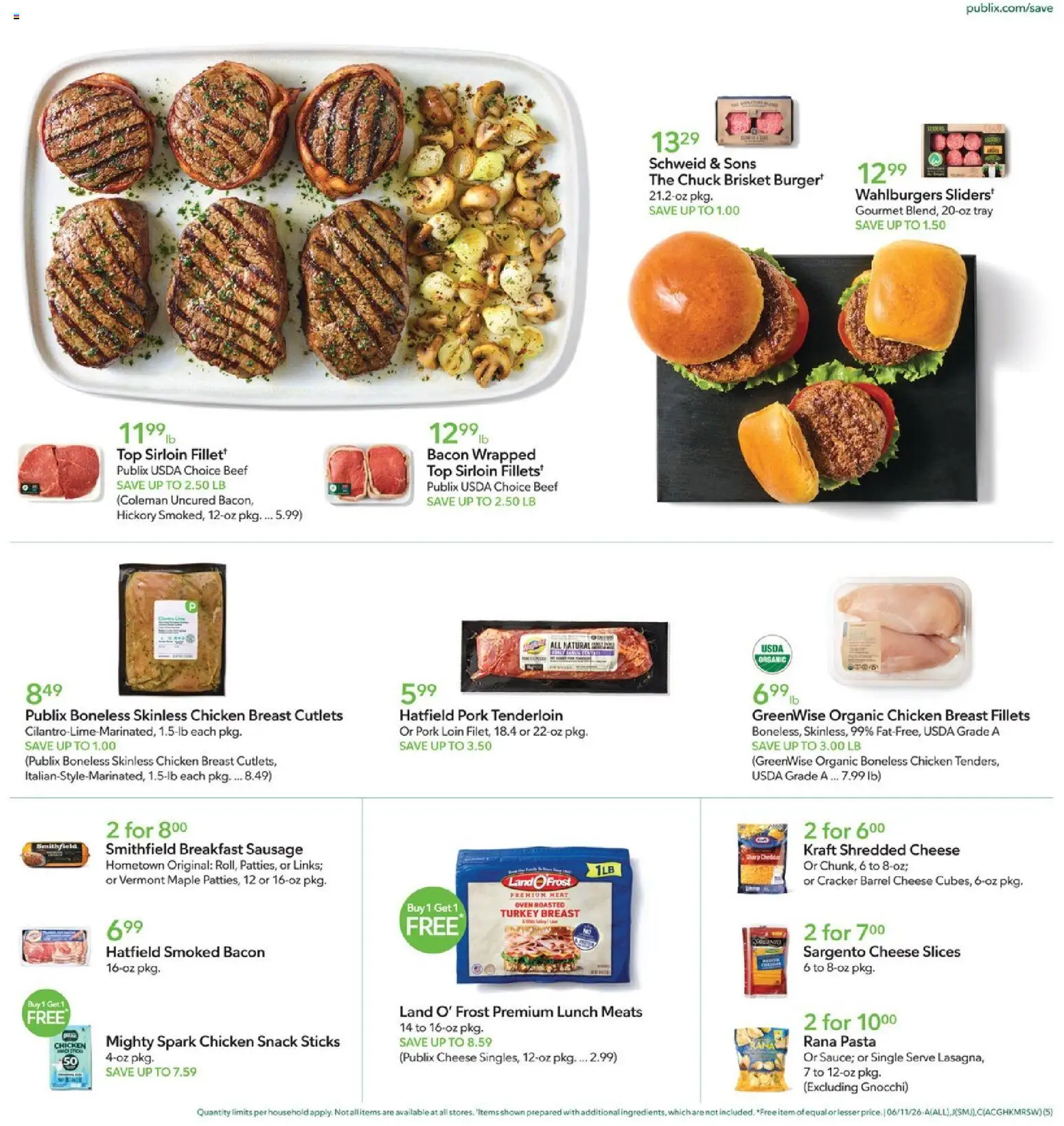 Publix Weekly Ad - valid from 10.06.2026 | Page: 5 | Products: Pork, Beef, Pasta, Oven