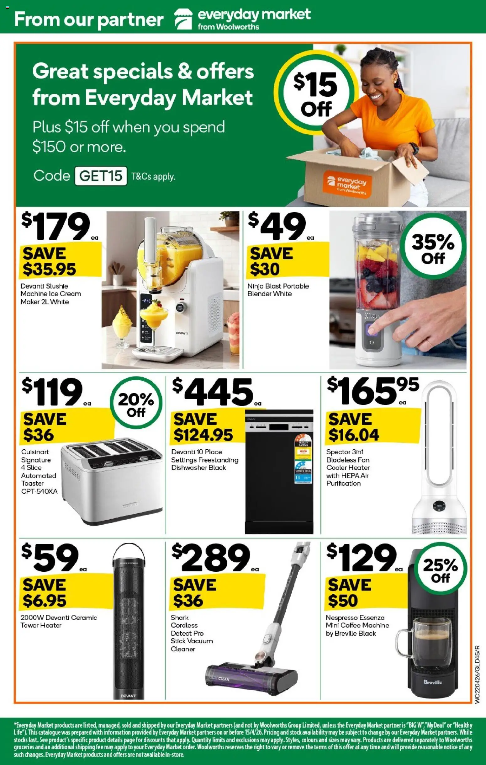 Woolworths catalogue - valid from 22.04.2026 | Page: 45 | Products: Ice cream, Water, Portable, Vacuum cleaner
