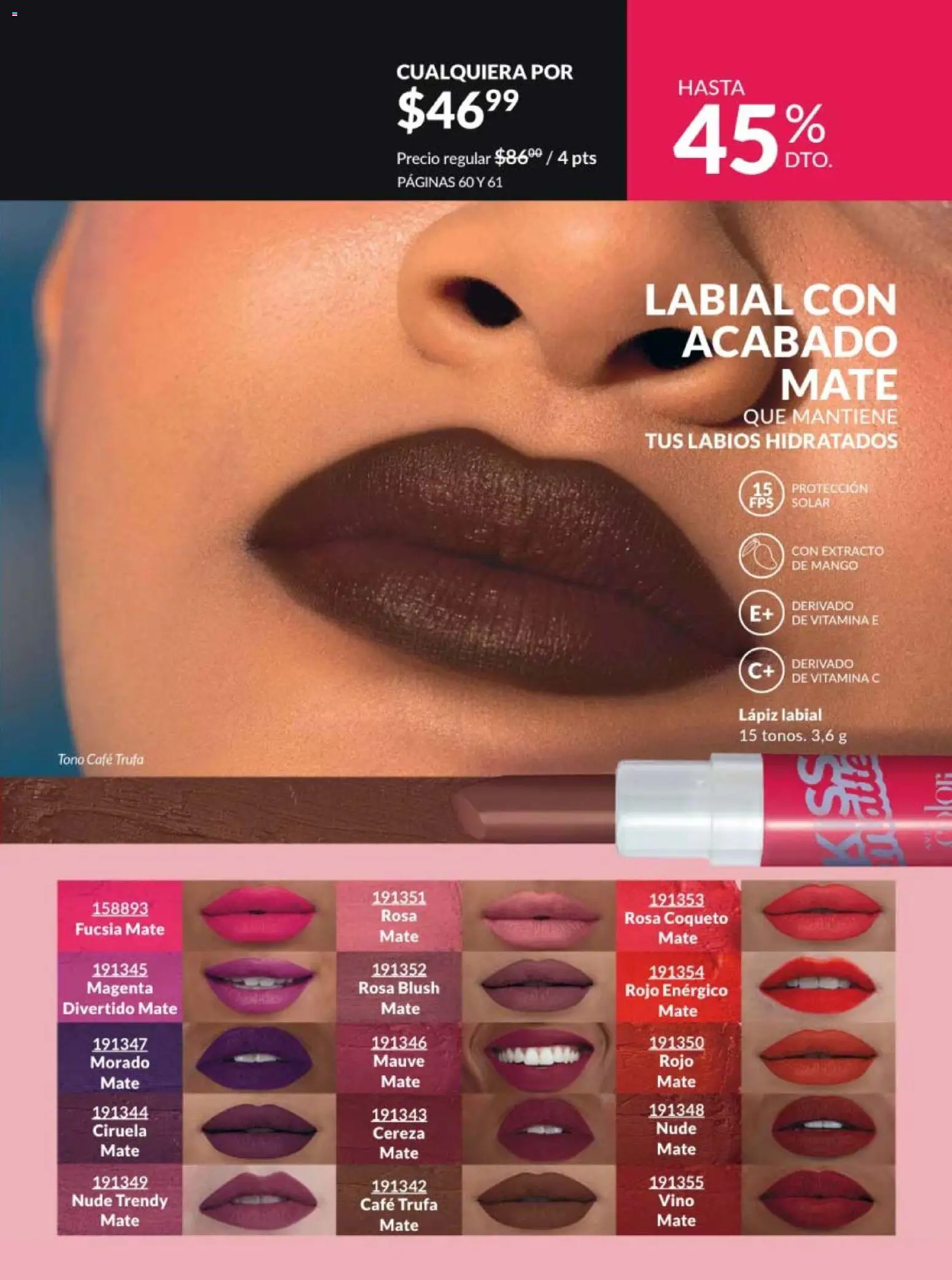 Nuevas ofertas de AVON válidas en toda la República Mexicana desde el 20/02/2026. ¡Encuentra las mejores ofertas en AVON campaña 4 2026! | Página: 55 | Productos: Mango, Café, Vino, Lápiz labial