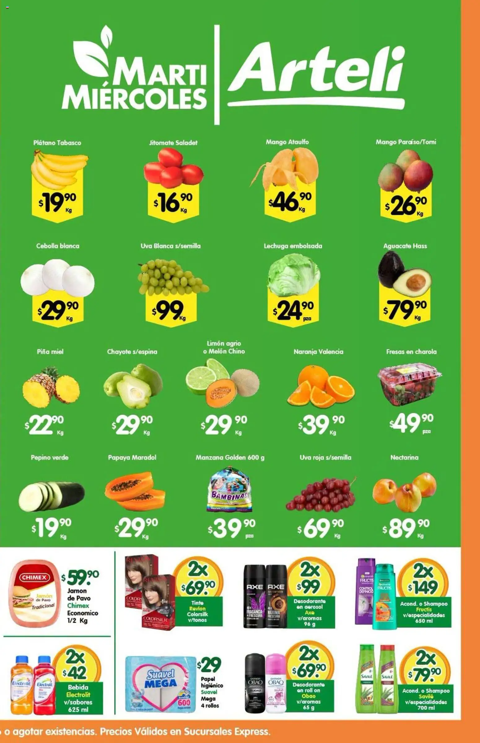 Nuevas ofertas de Arteli válidas en toda la República Mexicana desde el 30/06/2026. ¡Encuentra las mejores ofertas en Arteli folleto Express! | Página: 2 | Productos: Cebolla, Plátano, Limón, Uva