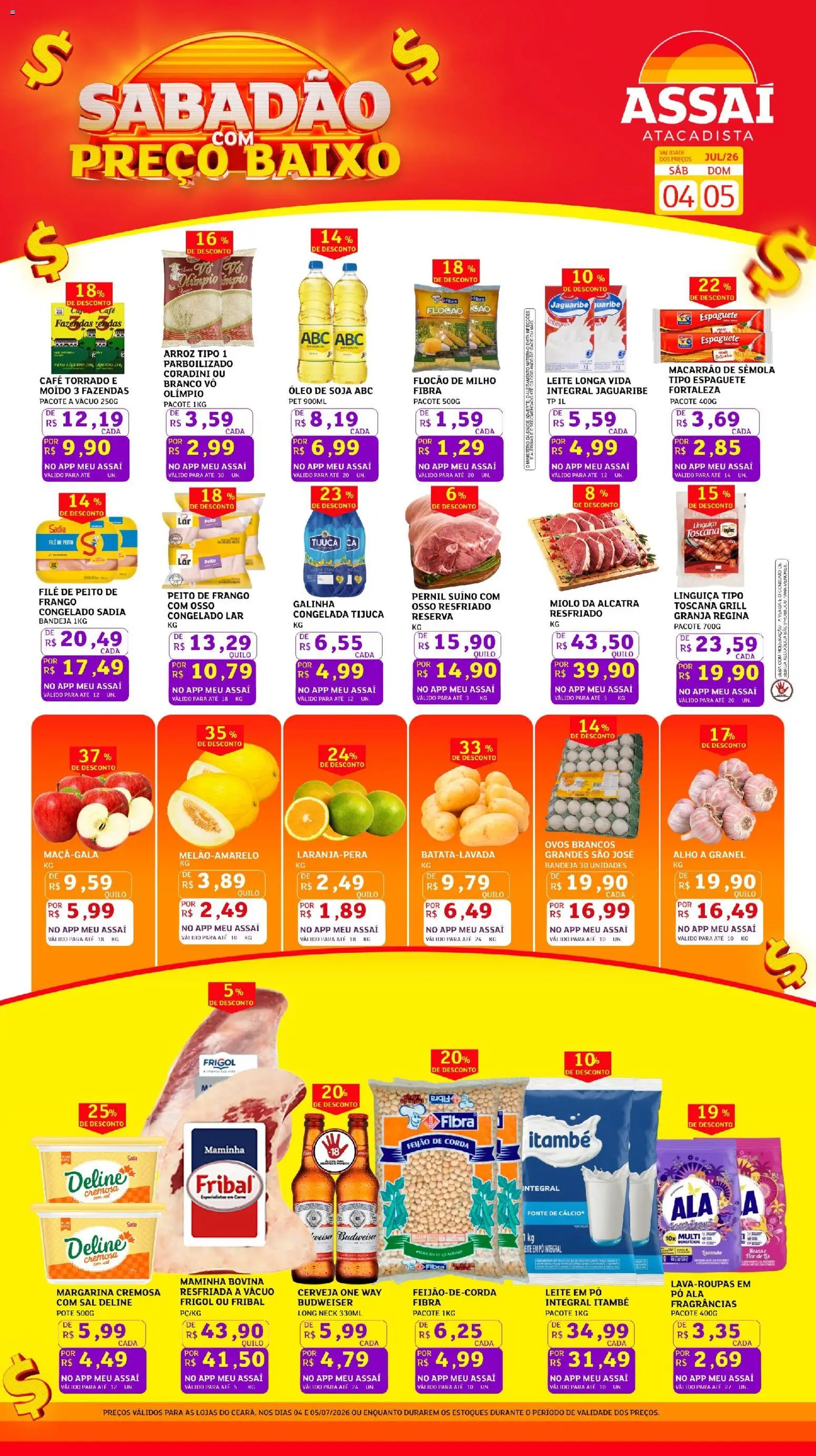 Assaí Atacadista Folheto - válido de 04/07/2026 | Página: 1 | Produtos: Linguiça, Cerveja, Frango, Margarina
