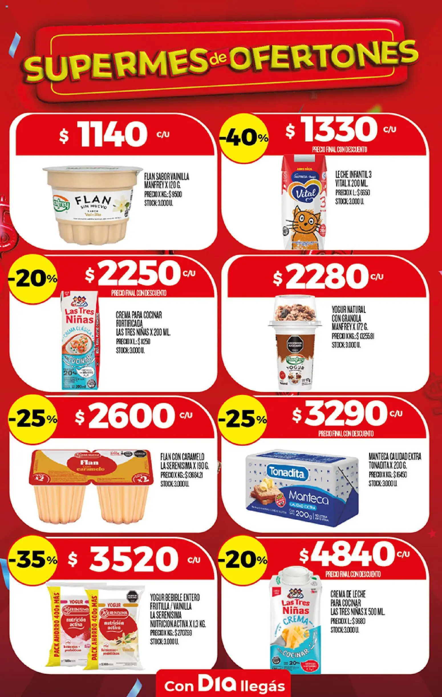 Supermercado DIA Ofertas │ válido desde el 26/08/2026 | Página: 11 | Productos: Yogur natural, Crema de leche, Manteca, Crema para cocinar