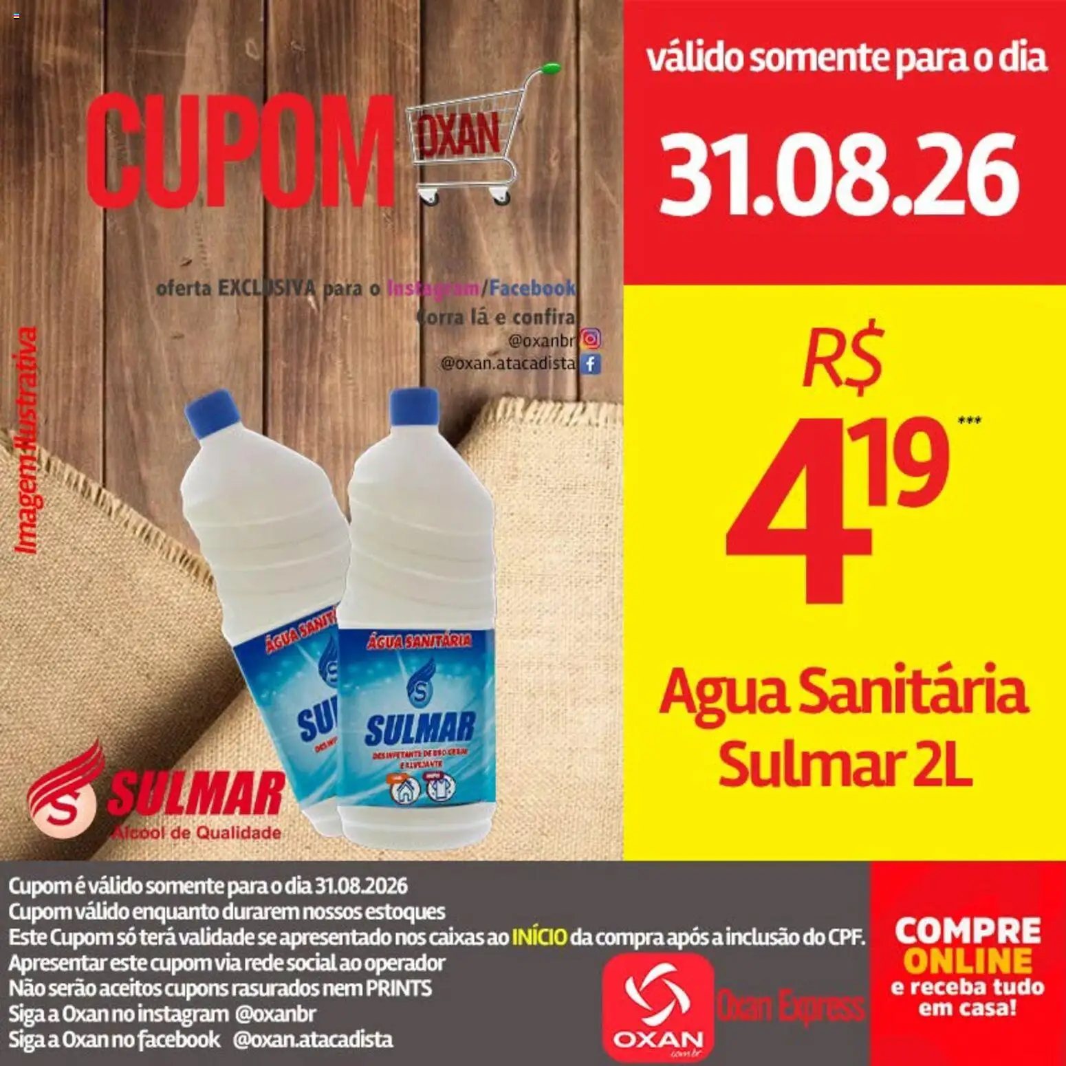 Oxan Atacadista Folheto - válido de 31/08/2026 | Página: 15 | Produtos: Álcool, Água, Desinfetante, Água sanitária