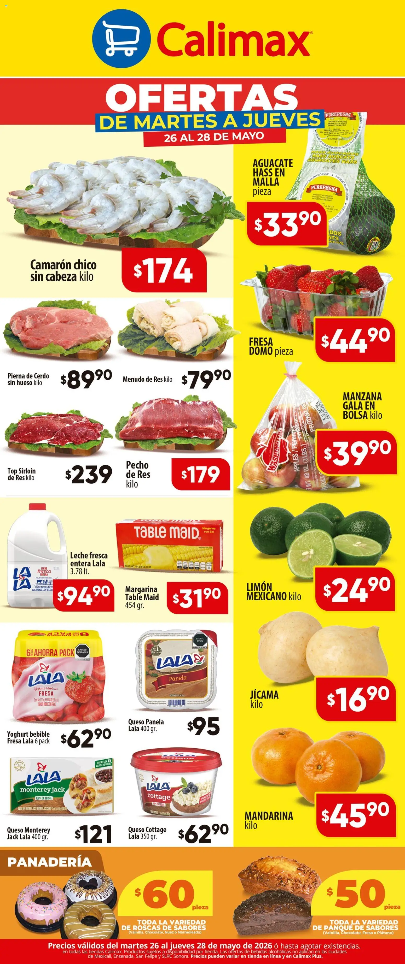 Nuevas ofertas de Calimax válidas en toda la República Mexicana desde el 26.05.2026. ¡Encuentra las mejores ofertas en Calimax folleto! | Página: 2 | Productos: Manzana, Queso, Cerdo, Top