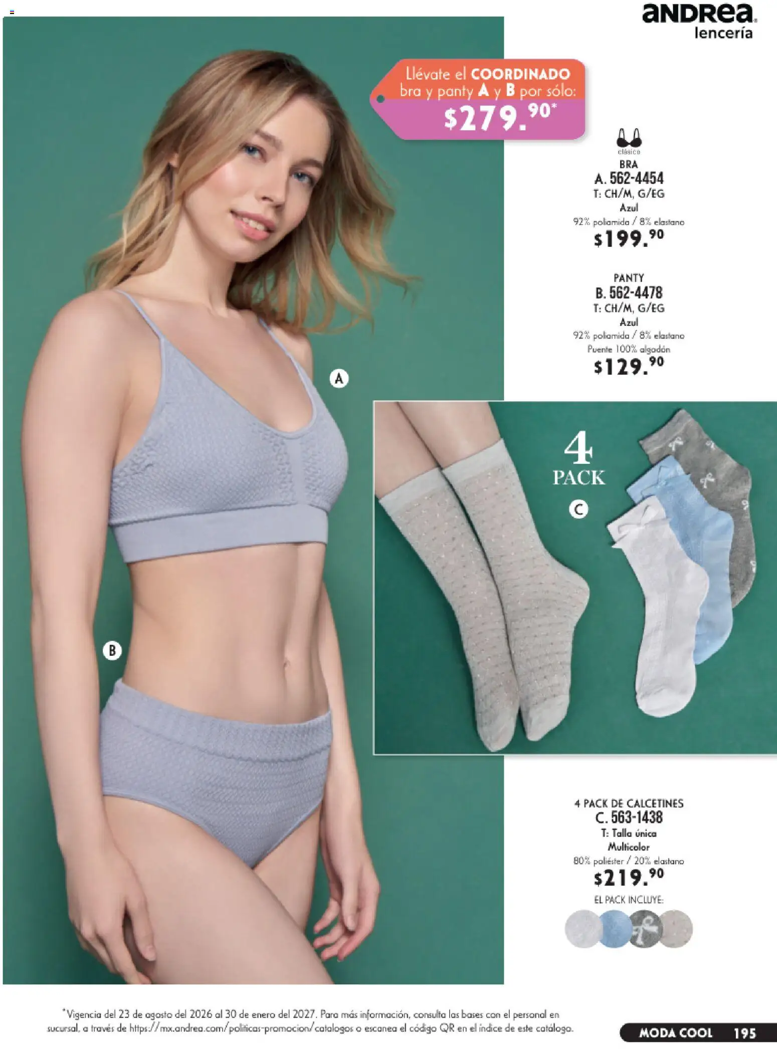 Nuevas ofertas de Andrea válidas en toda la República Mexicana desde el 23/08/2026. ¡Encuentra las mejores ofertas en Andrea catálogo Lencería & vestir interior! | Página: 55 | Productos: Calcetines, Algodón, Lenceria
