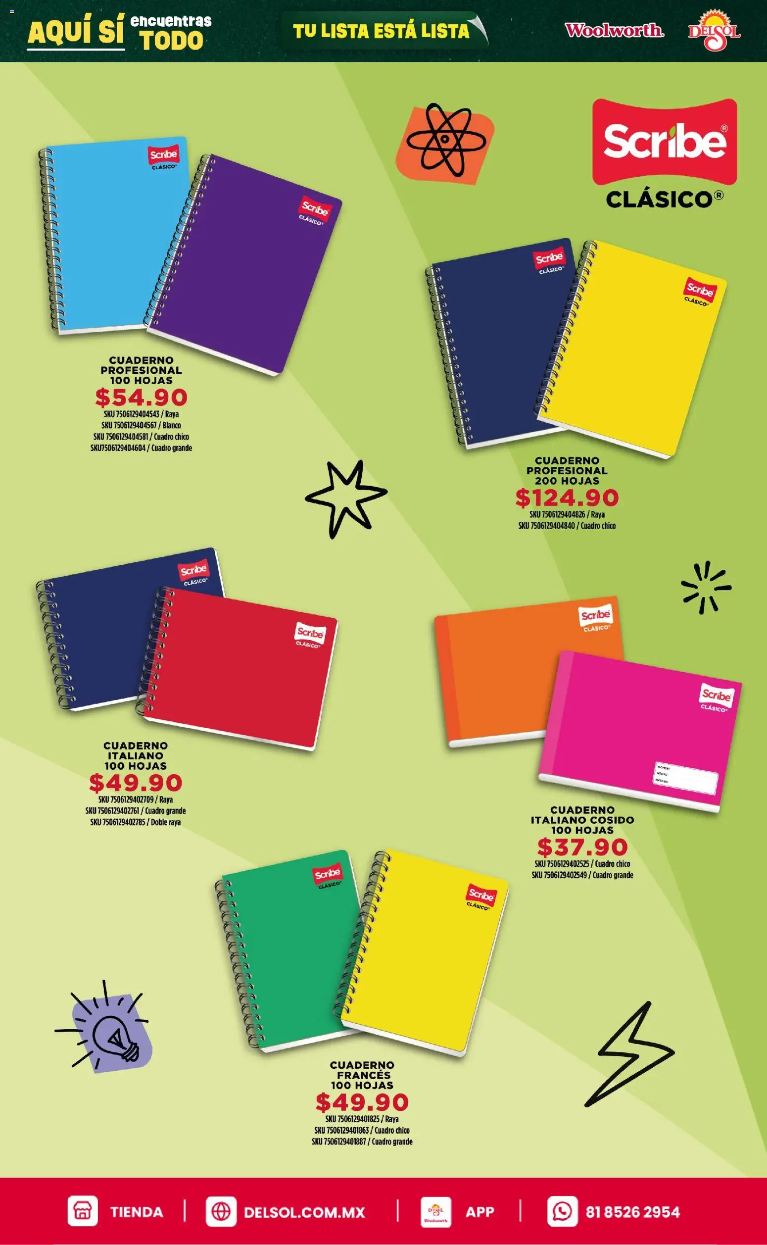 Nuevas ofertas de Del Sol y Woolworth válidas en toda la República Mexicana desde el 25/06/2026. ¡Encuentra las mejores ofertas en Del Sol y Woolworth catálogo Back To School! | Página: 24 | Productos: Cuadro, Cuaderno