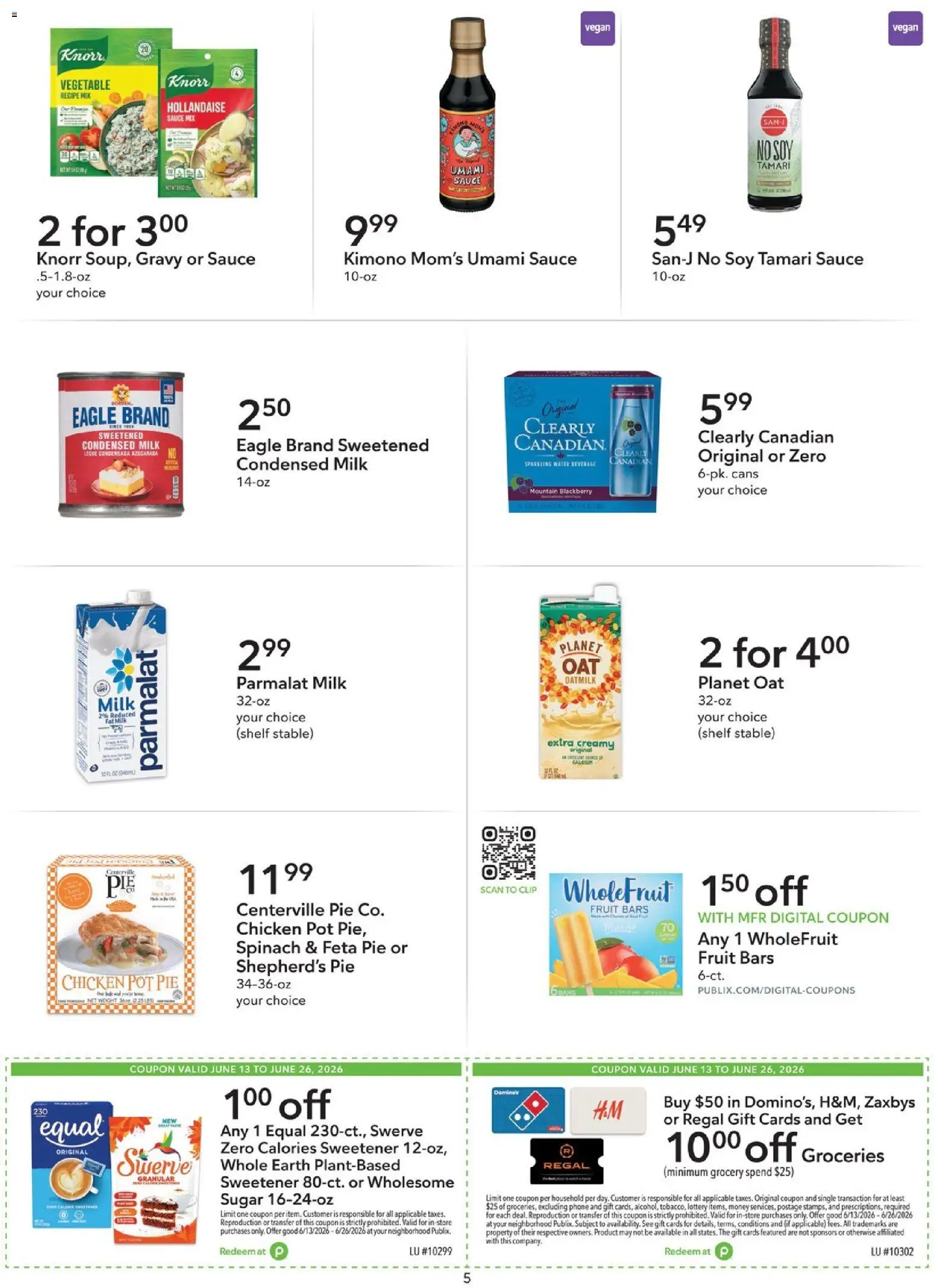 Publix Extra Savings - valid from 13.06.2026 | Page: 5 | Products: Spinach, Clip, Milk, Phone
