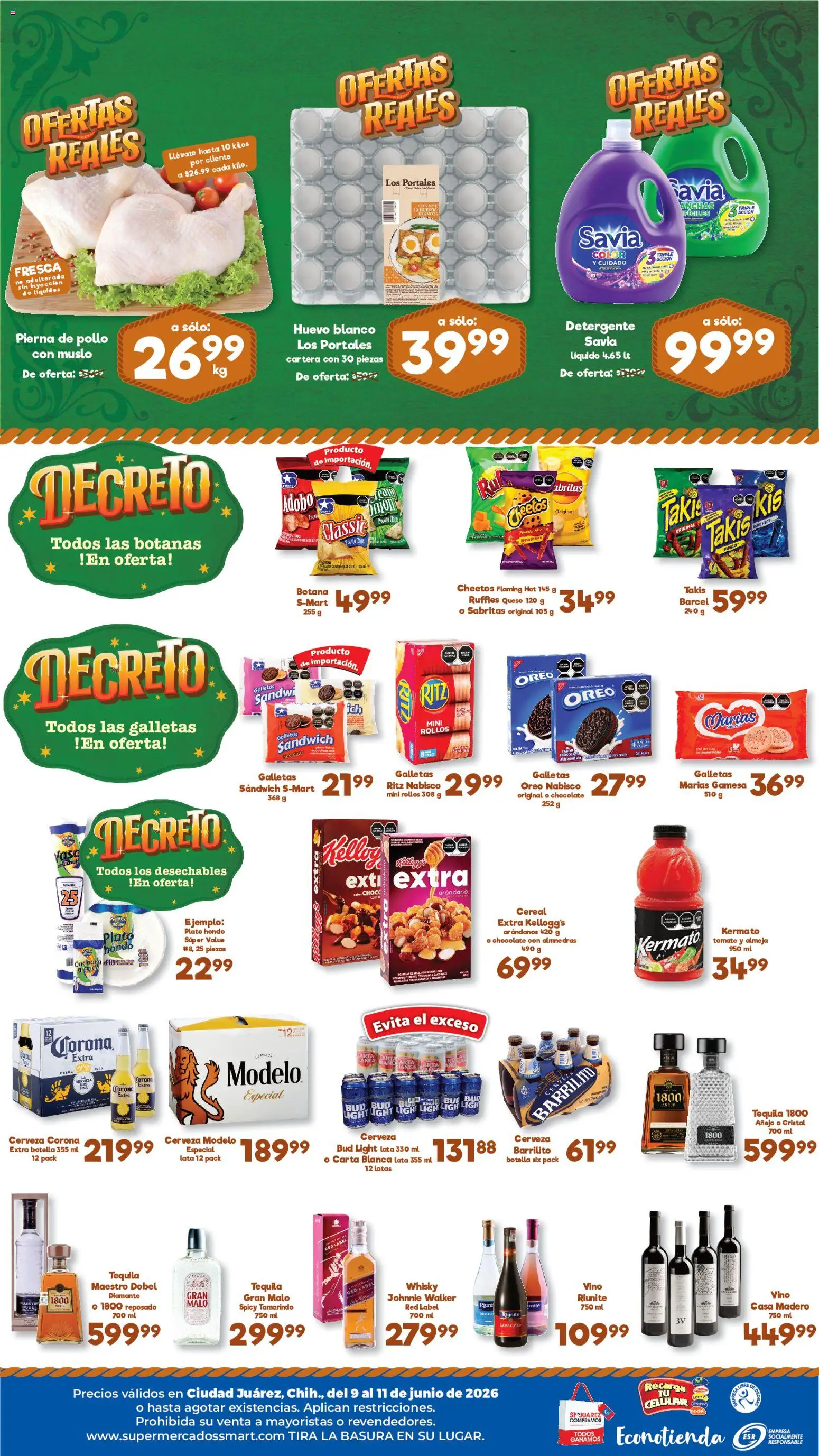 Nuevas ofertas de S-Mart válidas en toda la República Mexicana desde el 09.06.2026. ¡Encuentra las mejores ofertas en S-Mart folleto Ofertas de feria Juárez! | Página: 2 | Productos: Detergente, Queso, Arándanos, Cuchara