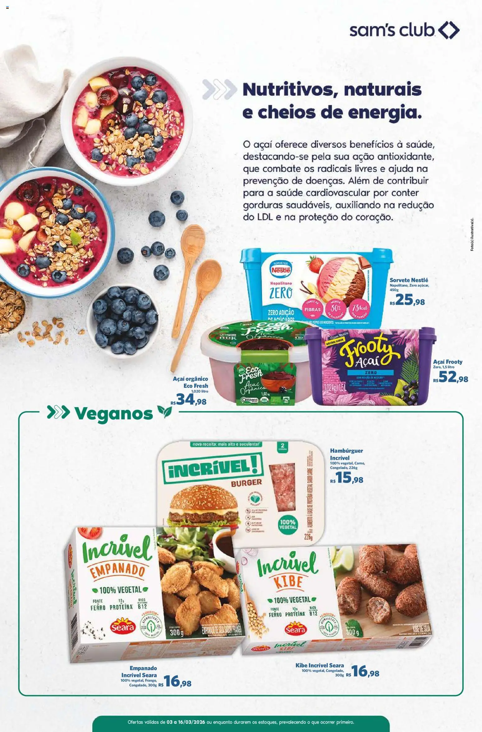 Sam's Club Folheto - válido de 03.03.2026 | Página: 8 | Produtos: Ferro, Hambúrguer, Sorvete, Açaí