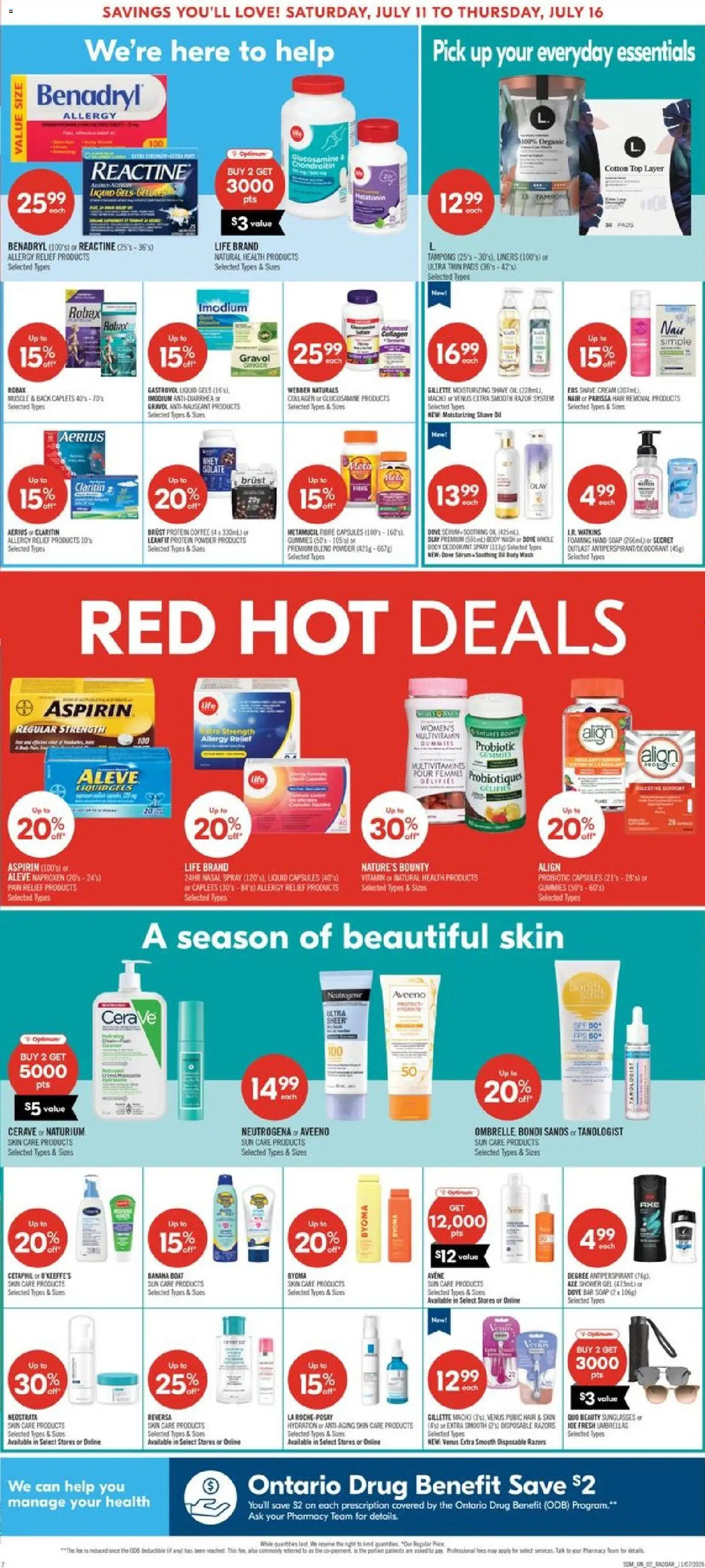 Shoppers flyer valid from Jul 10, 2026 | Page: 3 | Products: Cream, Body wash, Antiperspirant, Coffee