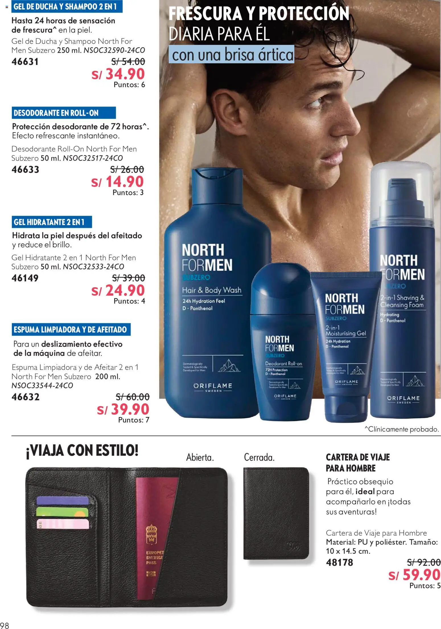 Catálogo Oriflame válido desde 12/09/2026 | Página: 98 | Productos: Shampoo, Espuma, Gel de ducha, Desodorante