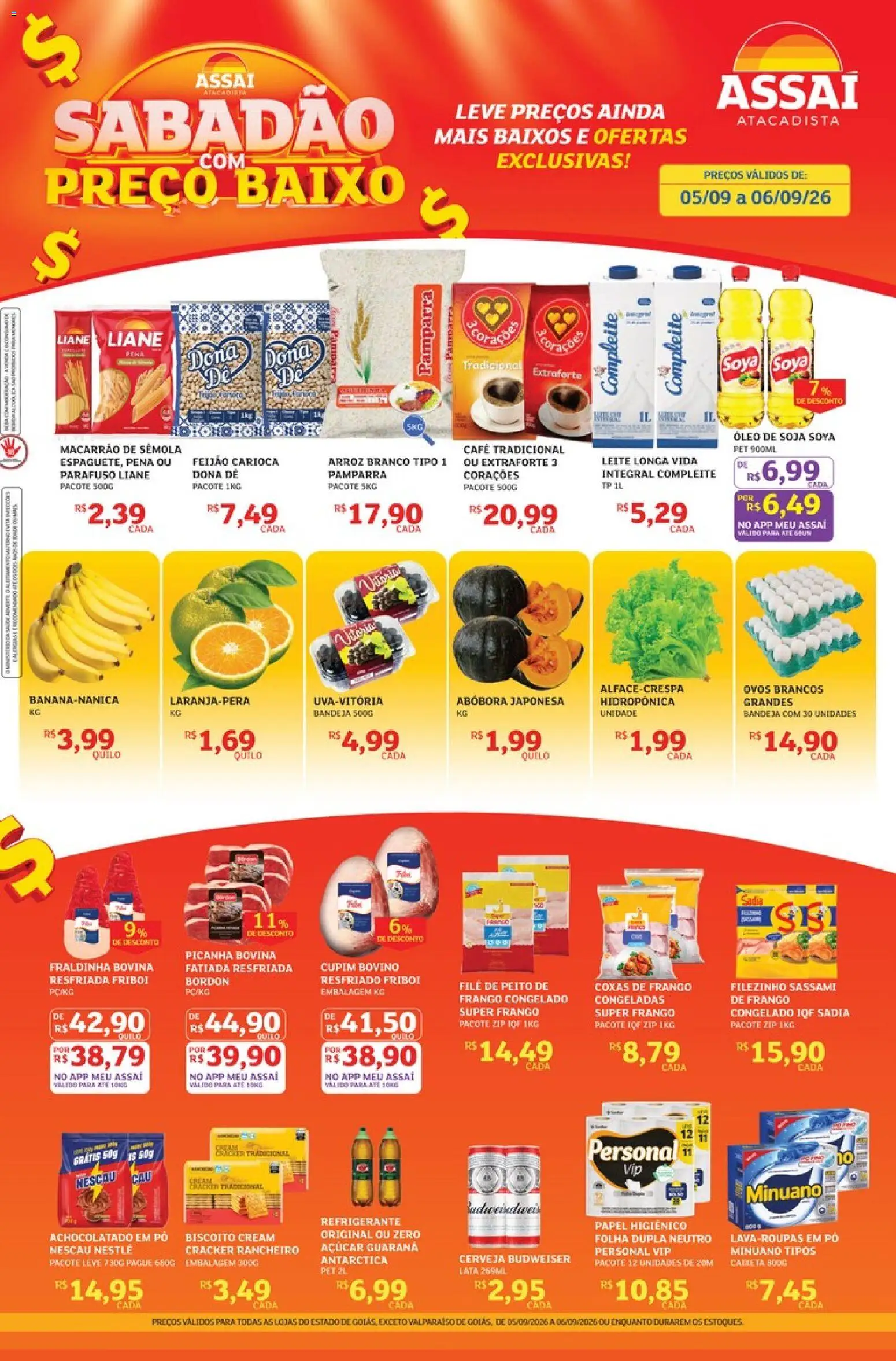Assaí Atacadista Folheto - válido de 05/09/2026 | Página: 1 | Produtos: Feijão, Pó, Baixo, Papel higiênico