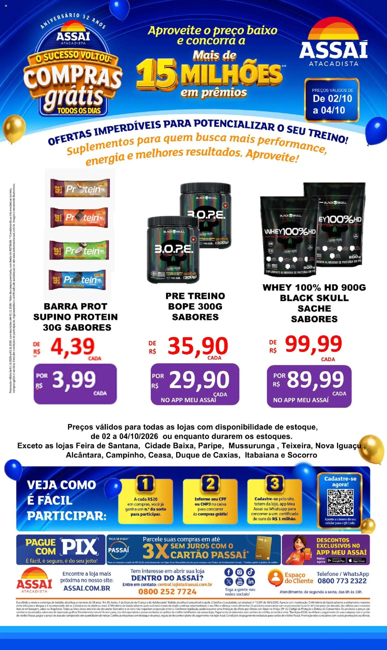 Assaí Atacadista Folheto - válido de 02/10/2026 | Página: 1 | Produtos: Pó, Alimentos, Baixo, Telefone