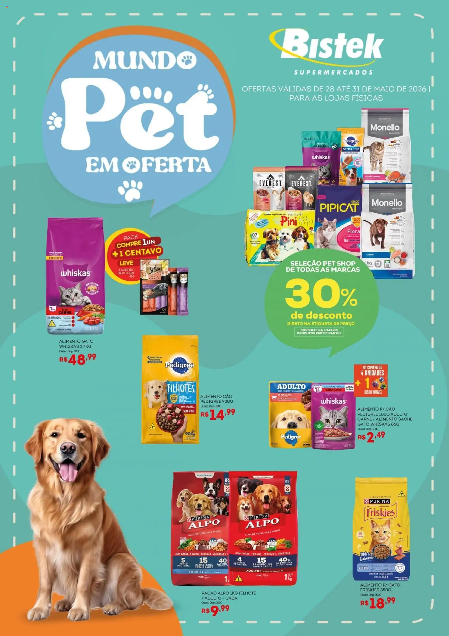 Bistek Supermercados Folheto - válido de 28.05.2026 | Página: 1 | Produtos: Maiô, Cereais, Frango, Disco