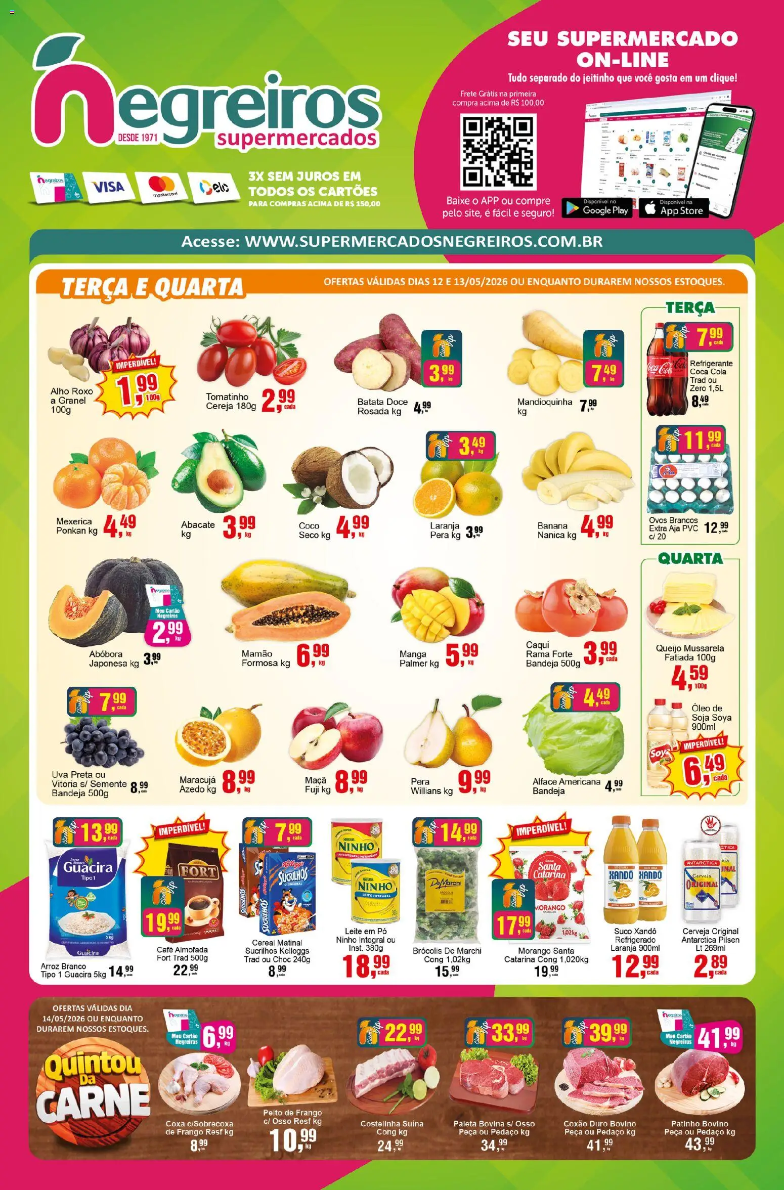 Negreiros Folheto - válido de 12.05.2026 | Página: 1 | Produtos: Pera, Almofada, Bandeja, Frango