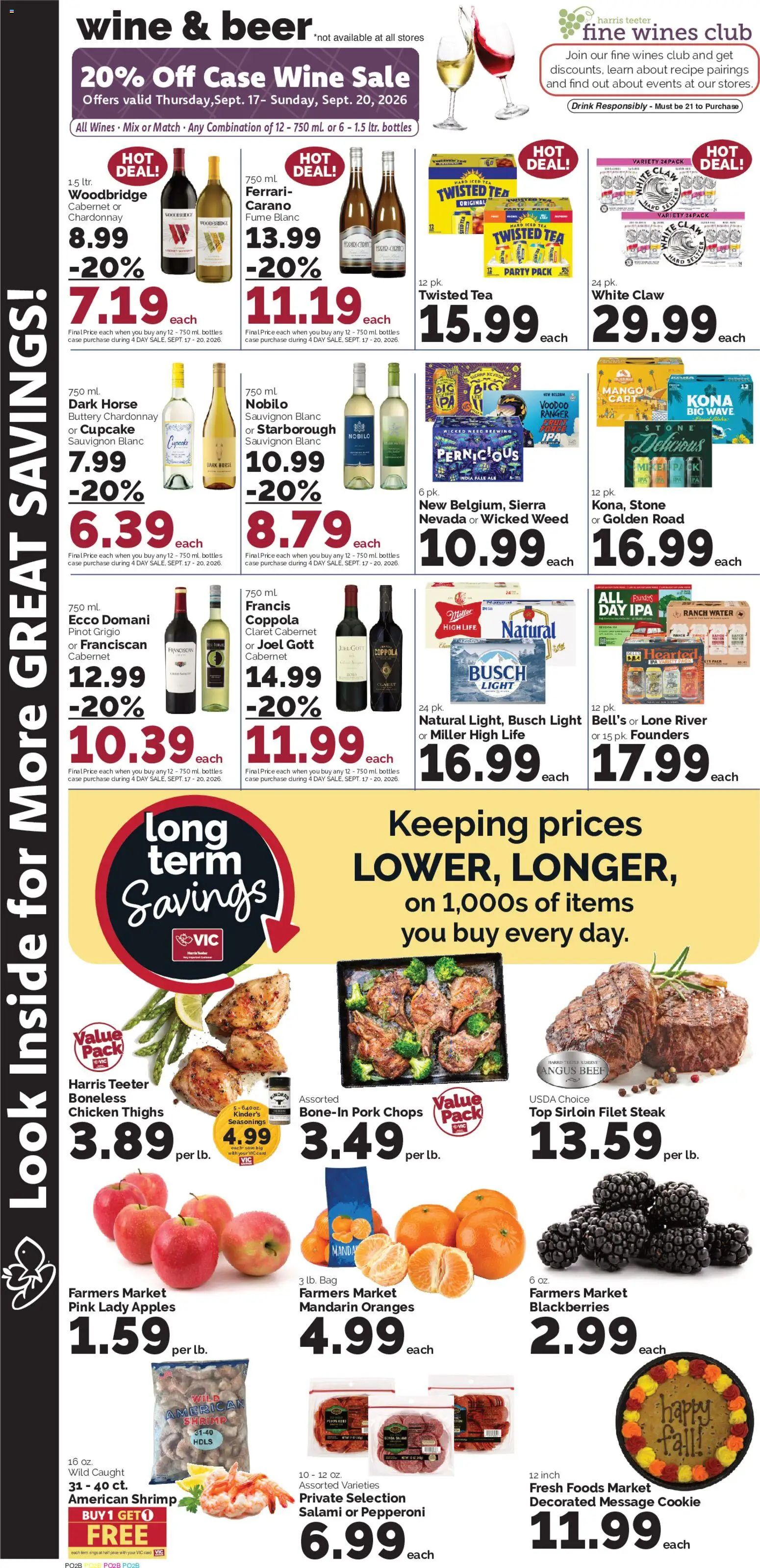 Harris Teeter Weekly Ad - valid from 09/16/2026 | Page: 9 | Products: Wine, Oranges, Beef, Iced tea