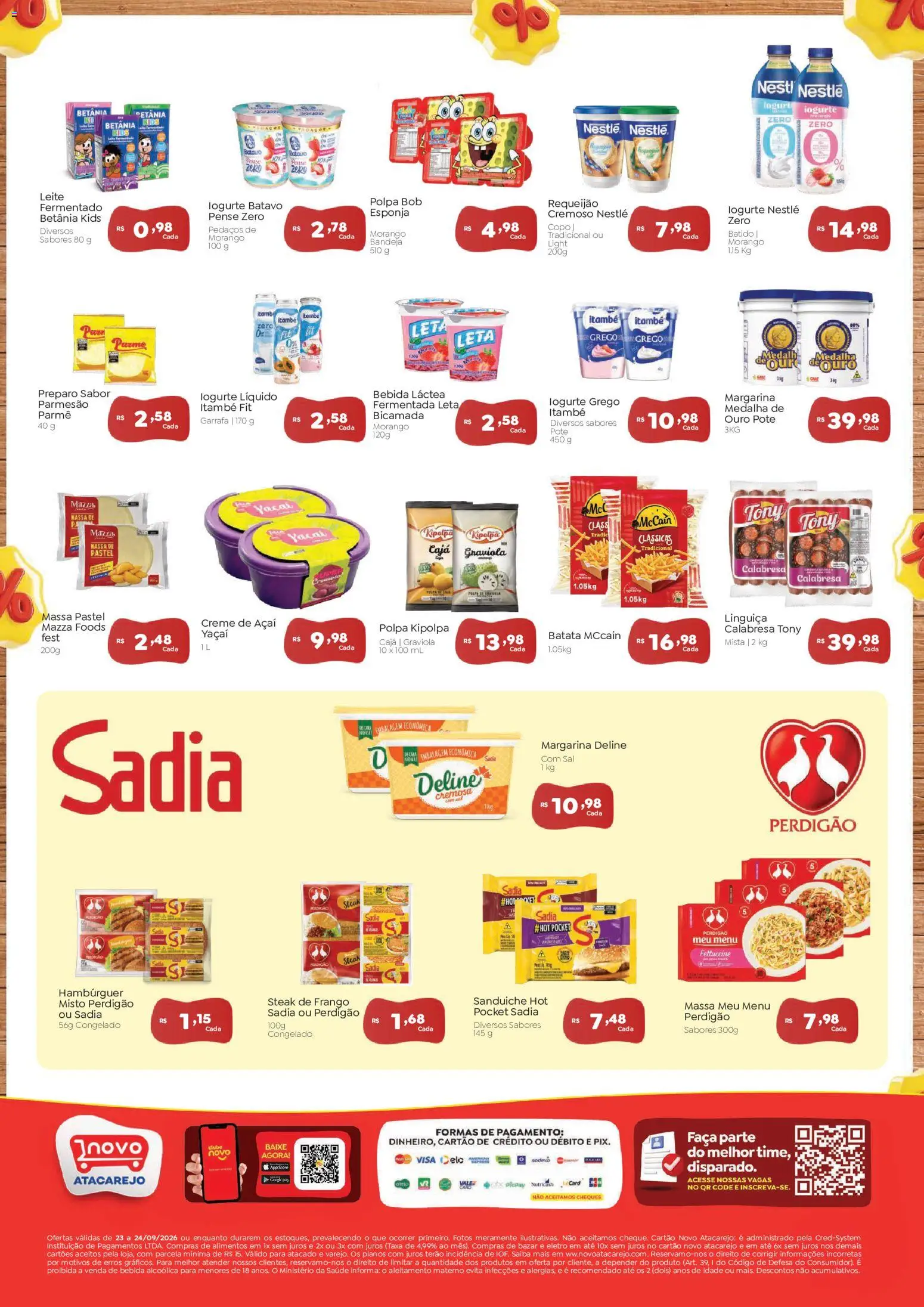 Novo Atacarejo Folheto - válido de 23/09/2026 | Página: 2 | Produtos: Steak, Parmesão, Hambúrguer, Batata