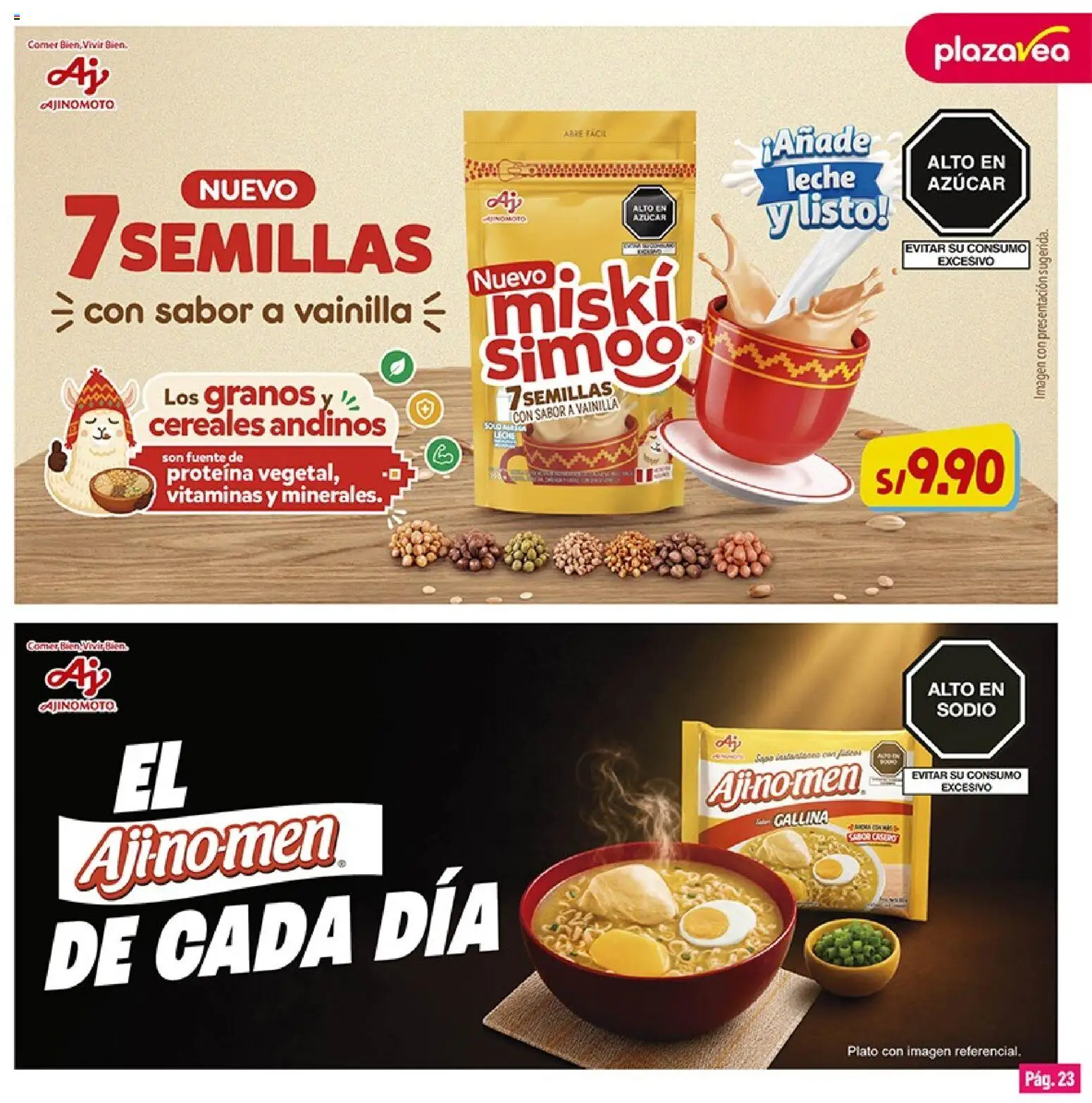 Catálogo Plaza Vea válido desde 01/09/2026 | Página: 23 | Productos: Vainilla, Leche, Cereales, Proteína