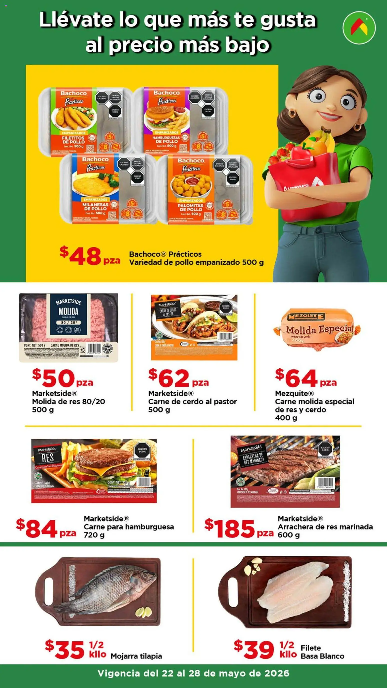 Nuevas ofertas de Bodega Aurrerá válidas en toda la República Mexicana desde el 22.05.2026. ¡Encuentra las mejores ofertas en Bodega Aurrerá folleto Aprovecha más surtido! | Página: 2 | Productos: Pollo, Cerdo, Res, Té
