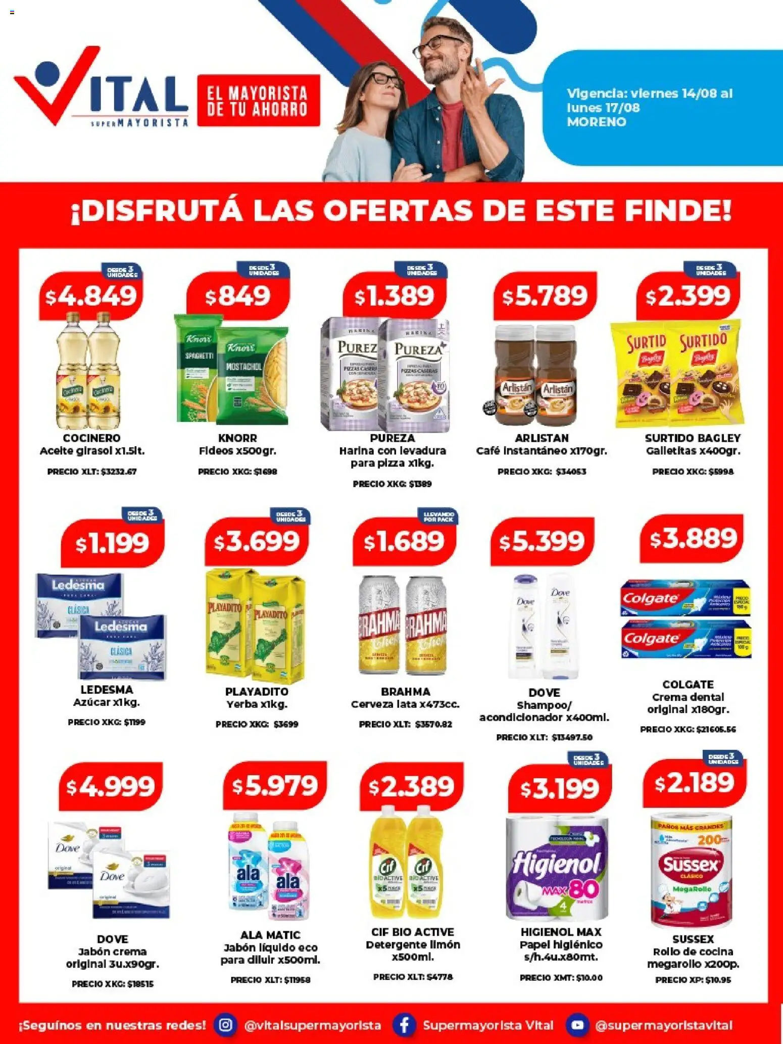 Vital - Ofertas fin MORENO │ válido desde el 14/08/2026 | Página: 1 | Productos: Azucar, Acondicionador, Jabón, Detergente