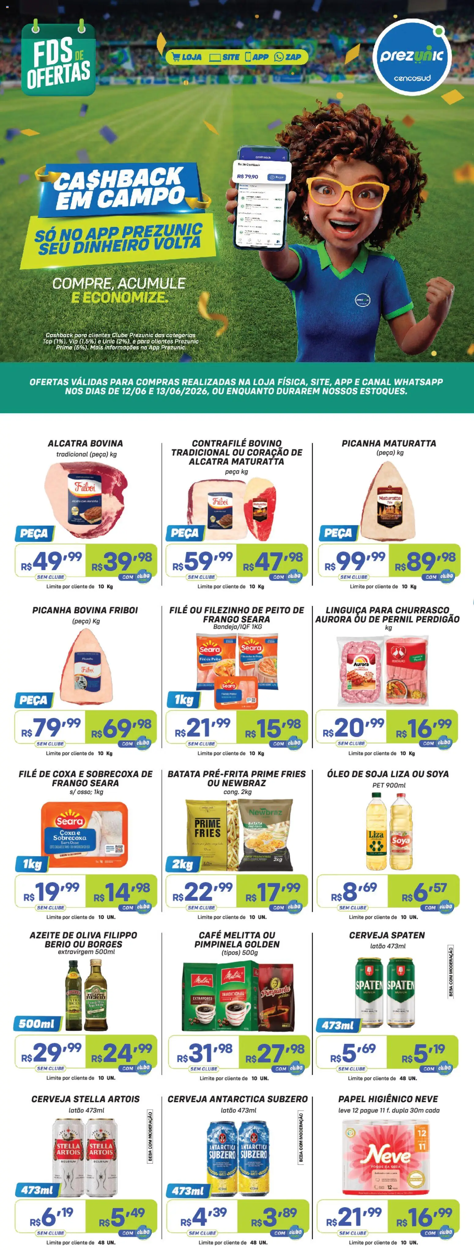 Prezunic Folheto - válido de 12.06.2026 | Página: 1 | Produtos: Pernil, Cerveja, Frango, Azeite