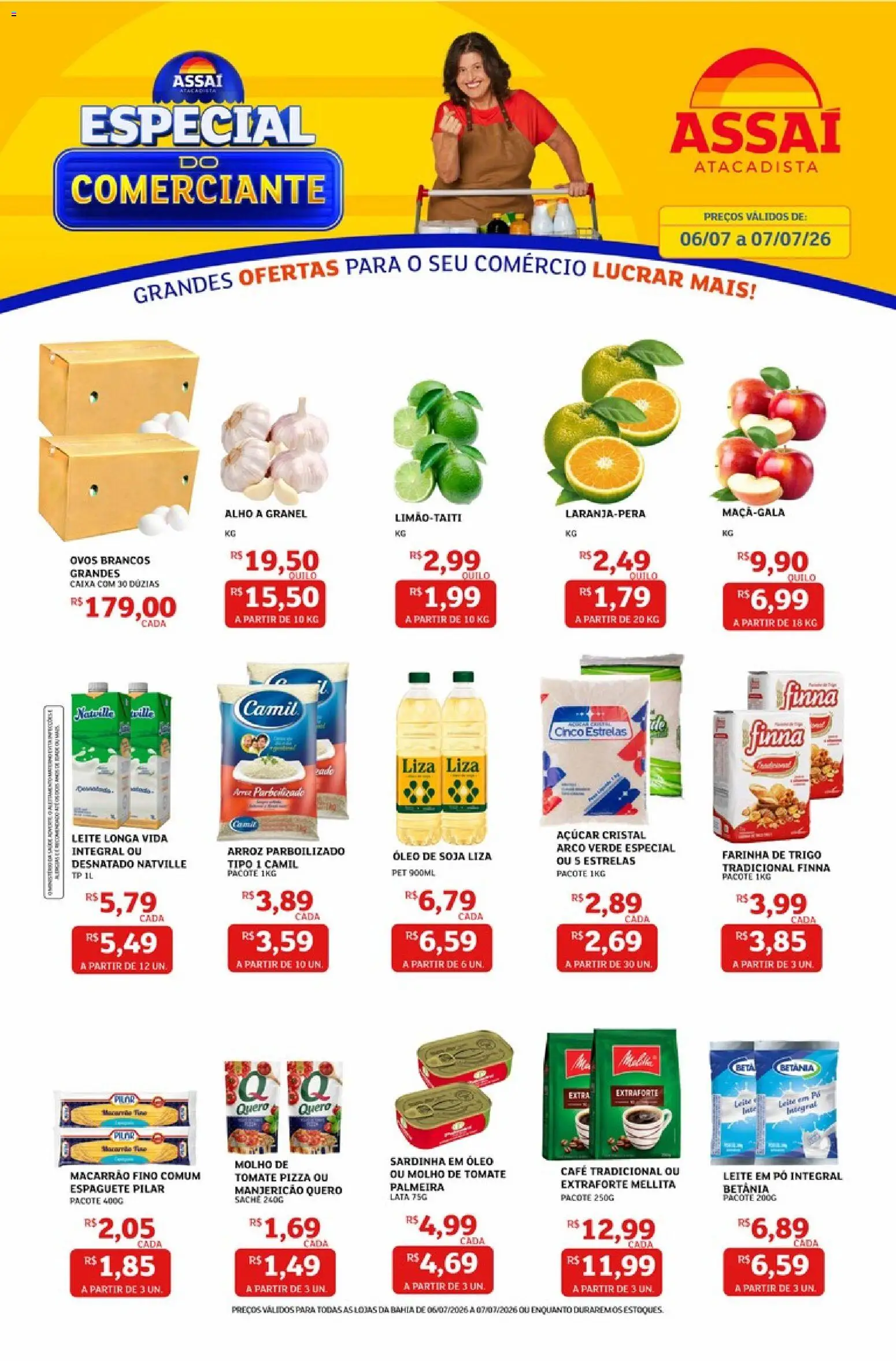 Assaí Atacadista Folheto - válido de 06/07/2026 | Página: 1 | Produtos: Manjericão, Café, Açúcar, Leite em pó