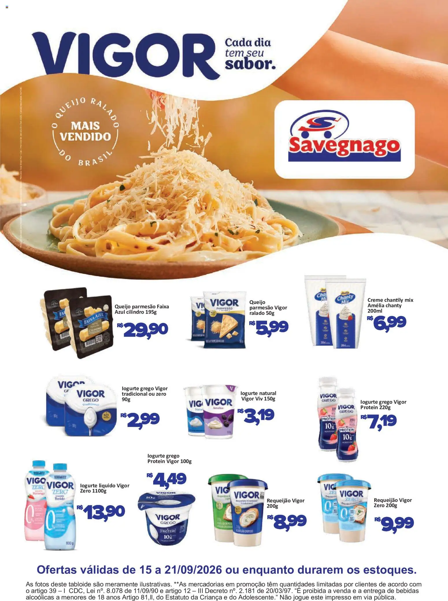 Savegnago Folheto - válido de 15/09/2026 | Página: 1 | Produtos: Bebidas, Parmesão, Chantily, Creme