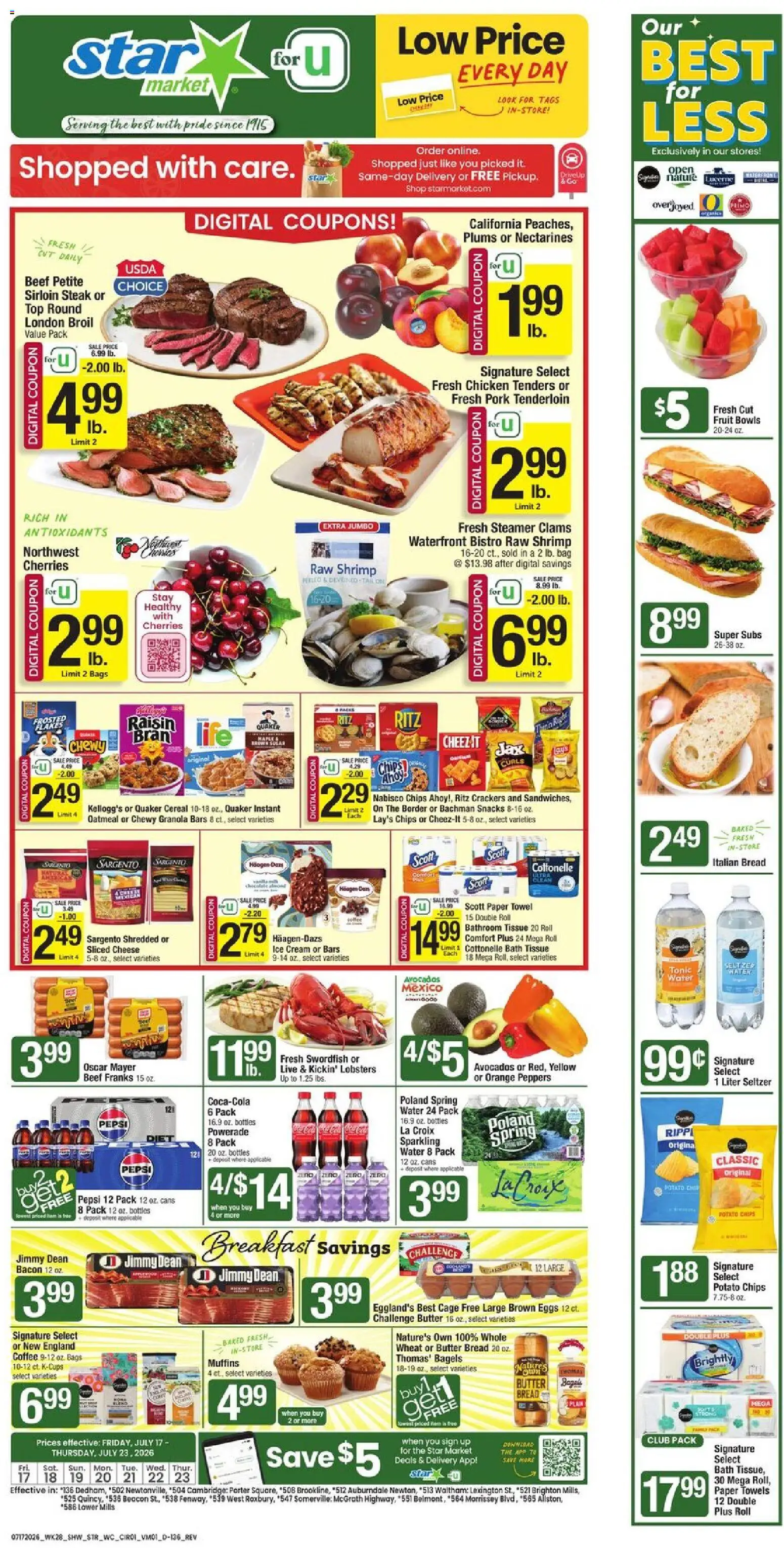 Star Market Weekly Ad - MA - valid from 07/17/2026 | Page: 1 | Products: Cherries, Butter, Cheese, Eggs