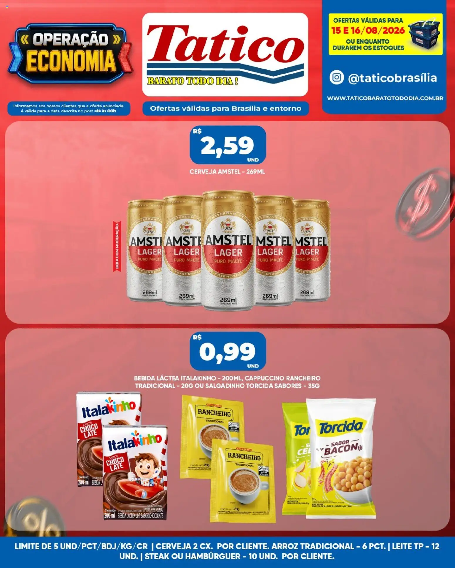 Tatico Folheto - válido de 17/08/2026 | Página: 18 | Produtos: Steak, Cerveja, Arroz, Bebida