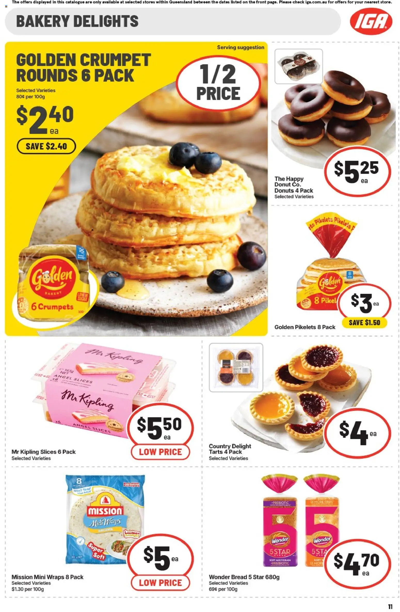 IGA catalogue - valid from 20.05.2026 | Page: 12 | Products: Crumpets, Donuts, Bread, Bakery