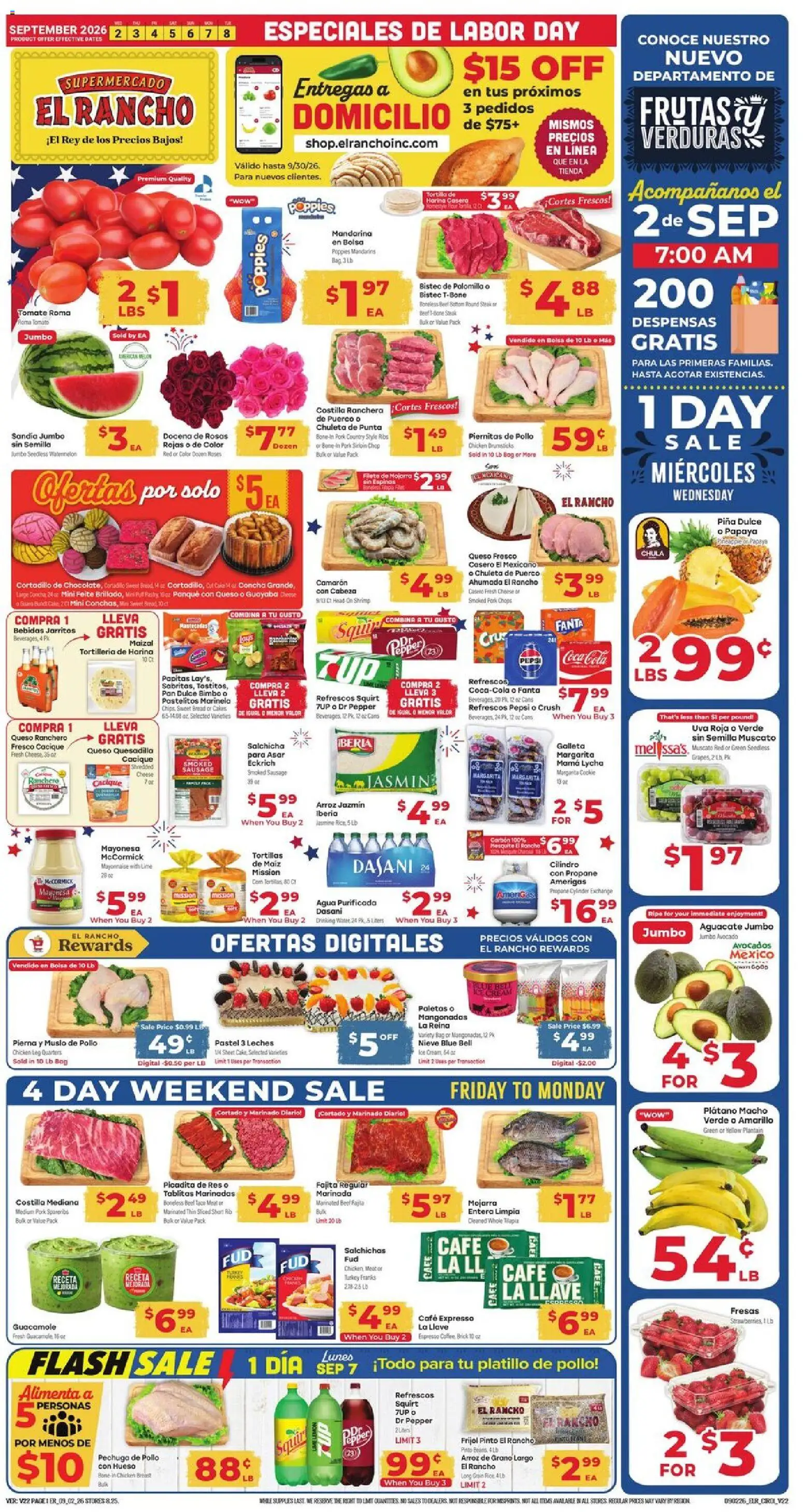 El Rancho Weekly Ad - valid from 09/02/2026 | Page: 1 | Products: Pan, Guacamole, Avocado, Fanta