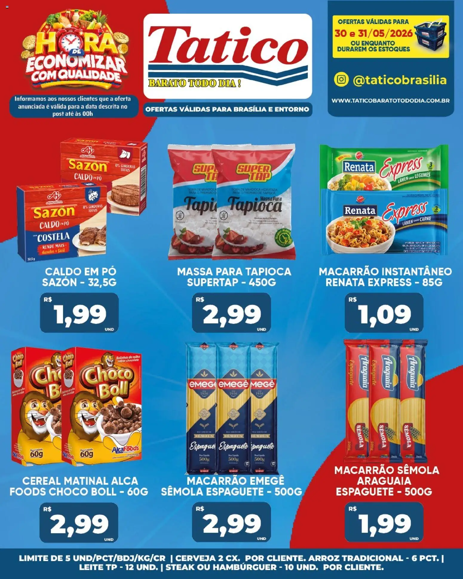 Tatico Folheto - válido de 30.05.2026 | Página: 19 | Produtos: Pó, Macarrão, Massa, Hambúrguer