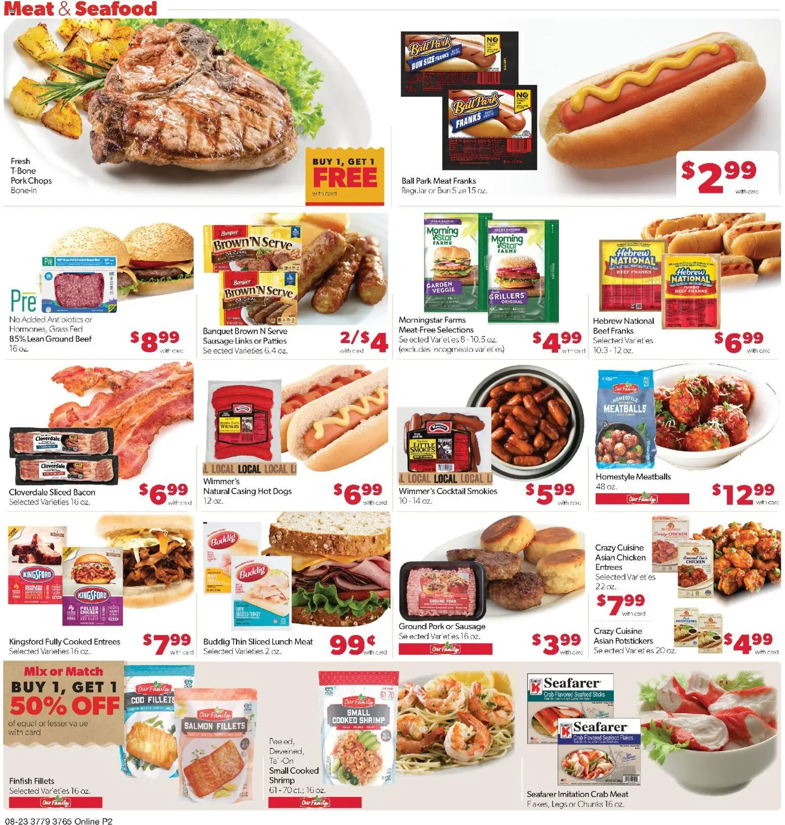 Family Fare Weekly Ad - IA - valid from 08/23/2026 | Page: 8 | Products: Shrimp, Ground pork, Pork, Bacon