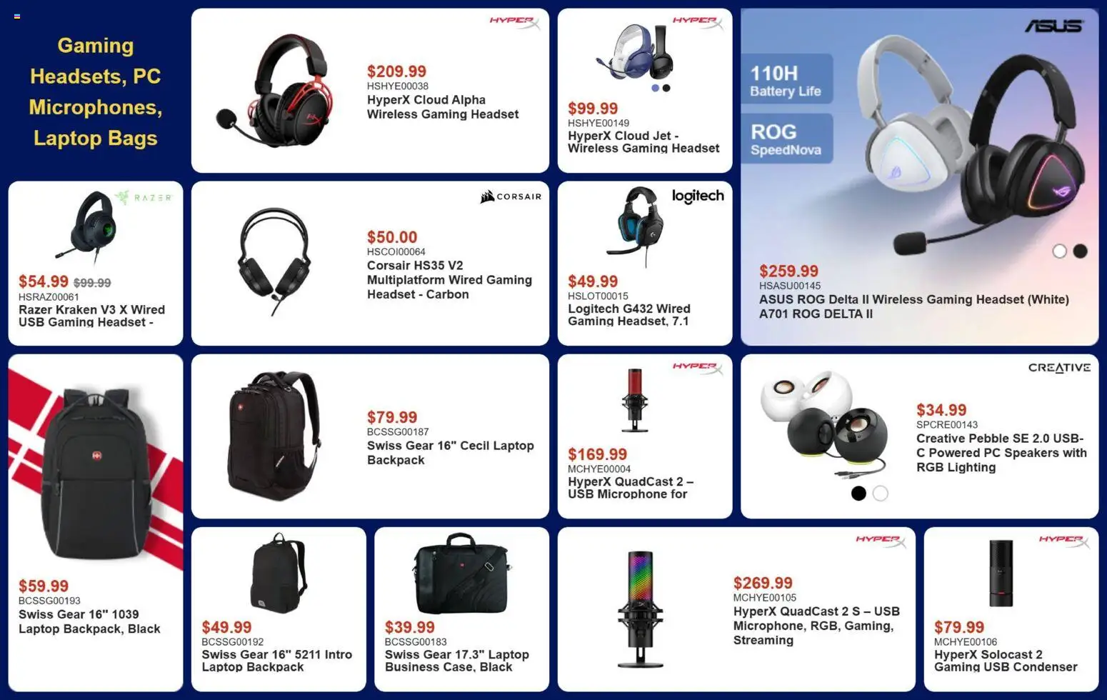 Canada Computers flyer valid from Aug 14, 2026 | Page: 12 | Products: Backpack, PC, Microphone, Lighting